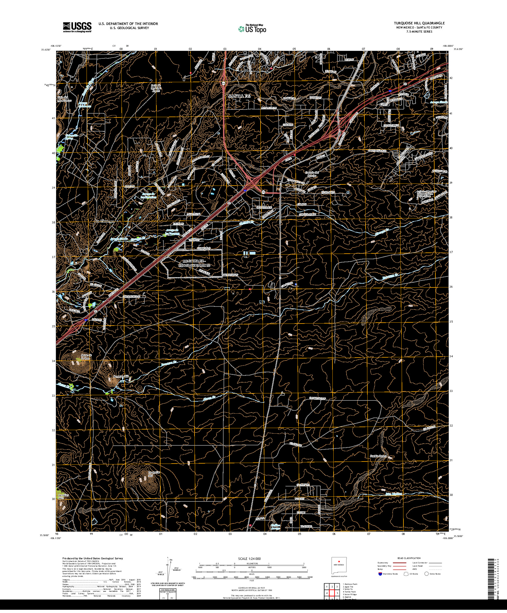 USGS US TOPO 7.5-MINUTE MAP FOR TURQUOISE HILL, NM 2020