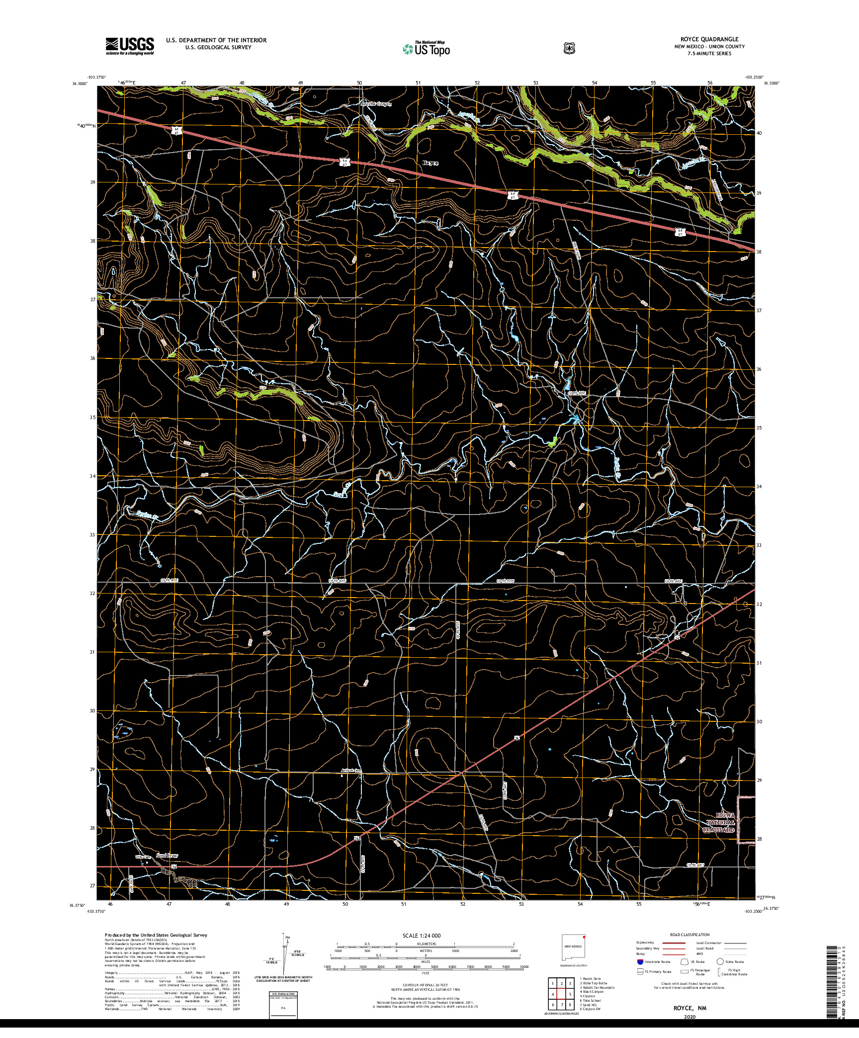 USGS US TOPO 7.5-MINUTE MAP FOR ROYCE, NM 2020