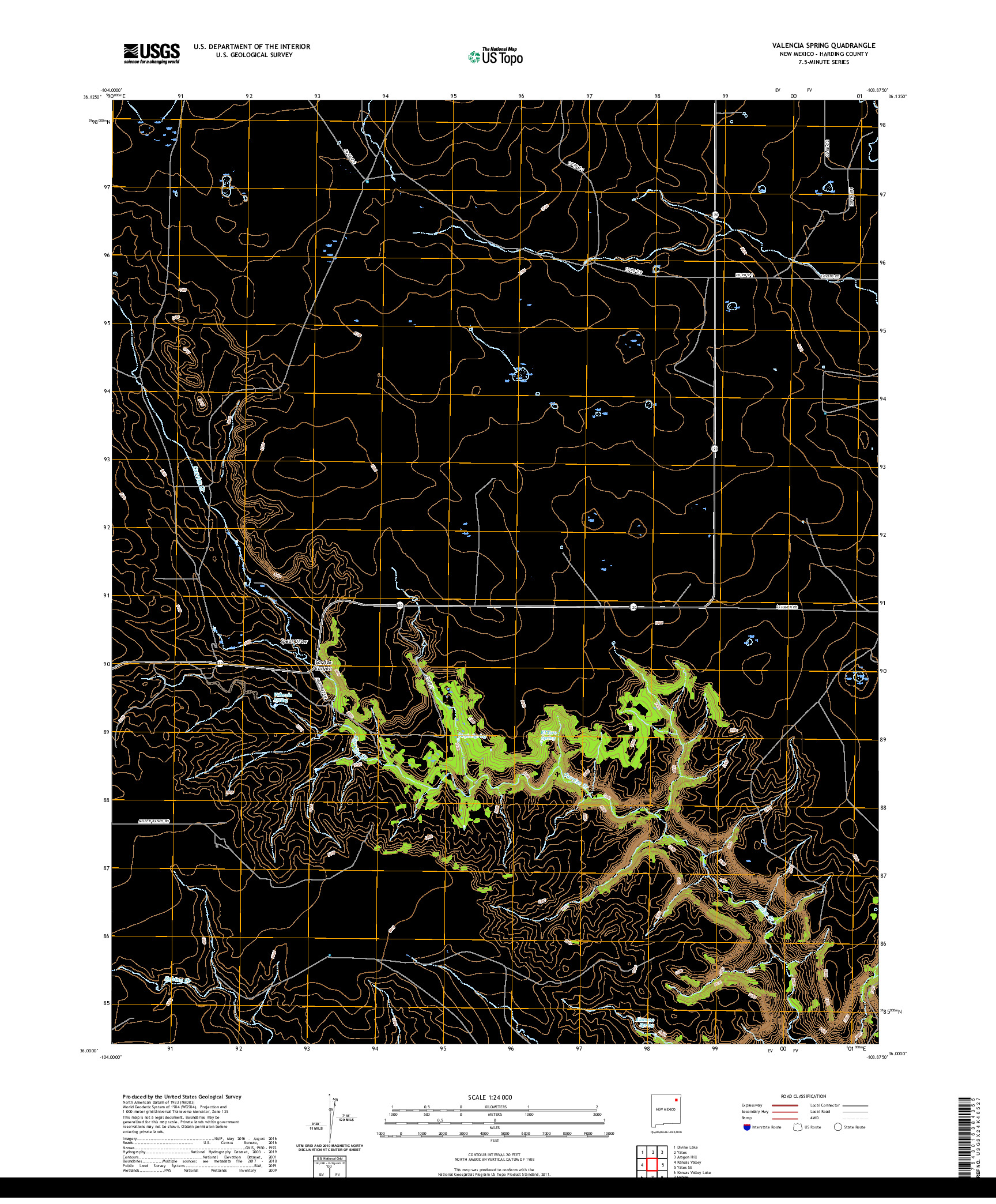 USGS US TOPO 7.5-MINUTE MAP FOR VALENCIA SPRING, NM 2020