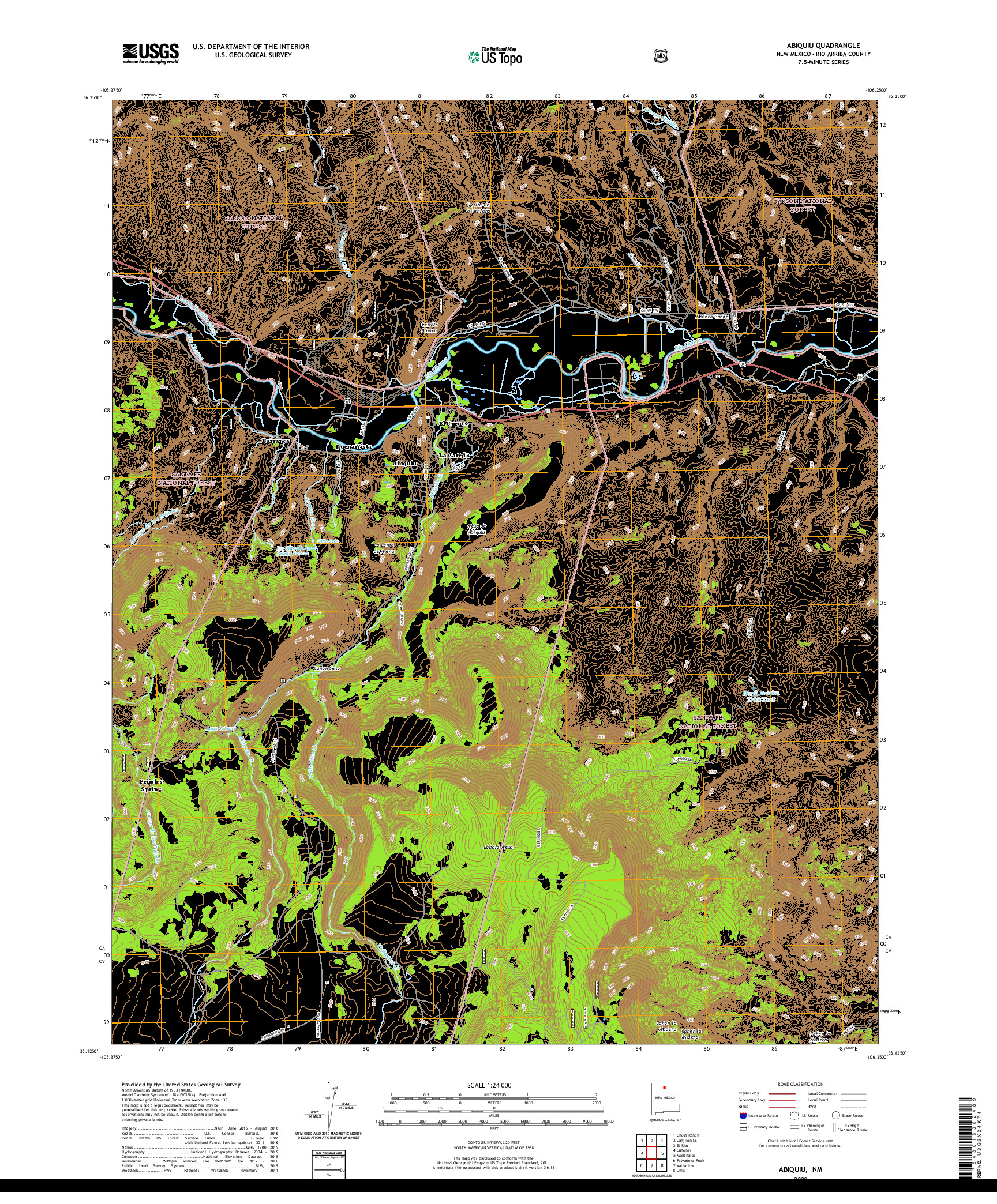USGS US TOPO 7.5-MINUTE MAP FOR ABIQUIU, NM 2020