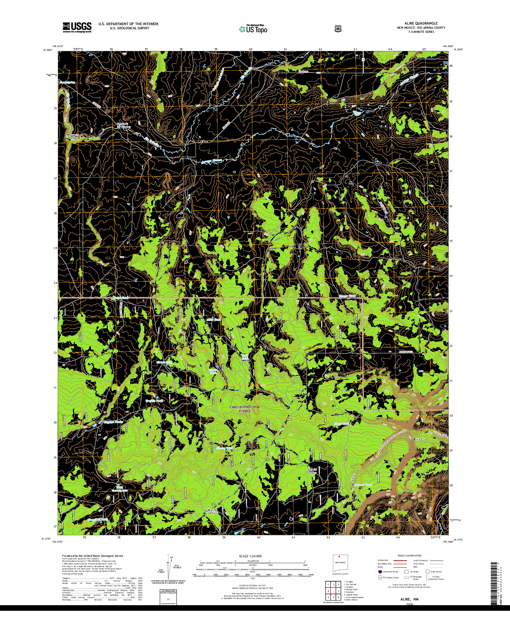 USGS US TOPO 7.5-MINUTE MAP FOR ALIRE, NM 2020