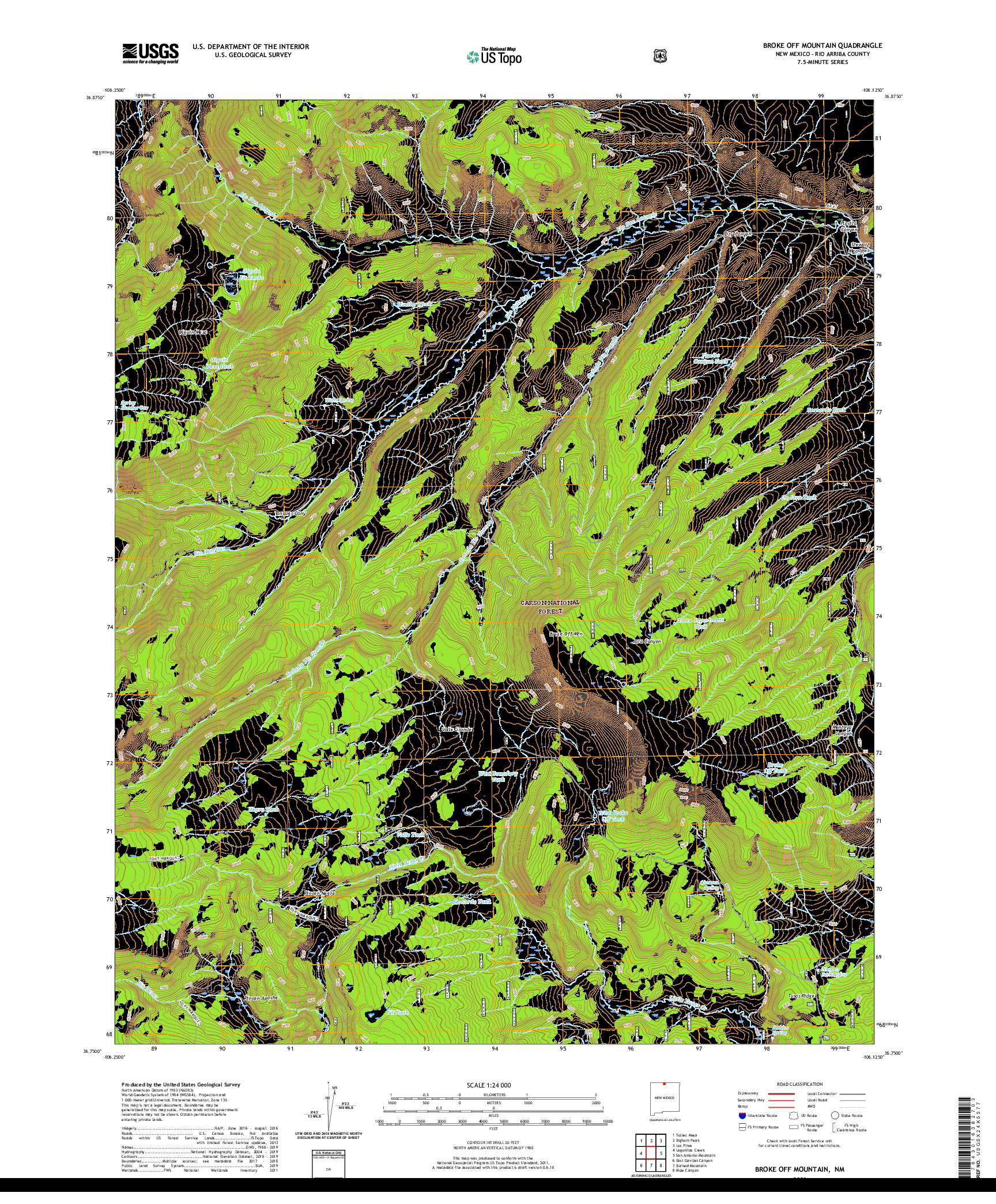 USGS US TOPO 7.5-MINUTE MAP FOR BROKE OFF MOUNTAIN, NM 2020