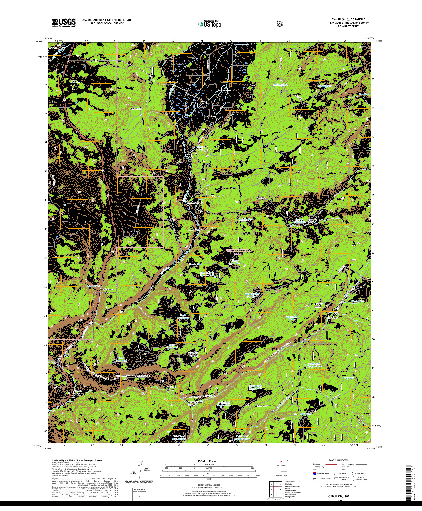 USGS US TOPO 7.5-MINUTE MAP FOR CANJILON, NM 2020