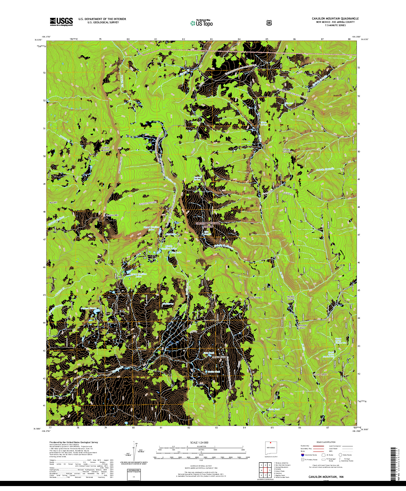 USGS US TOPO 7.5-MINUTE MAP FOR CANJILON MOUNTAIN, NM 2020