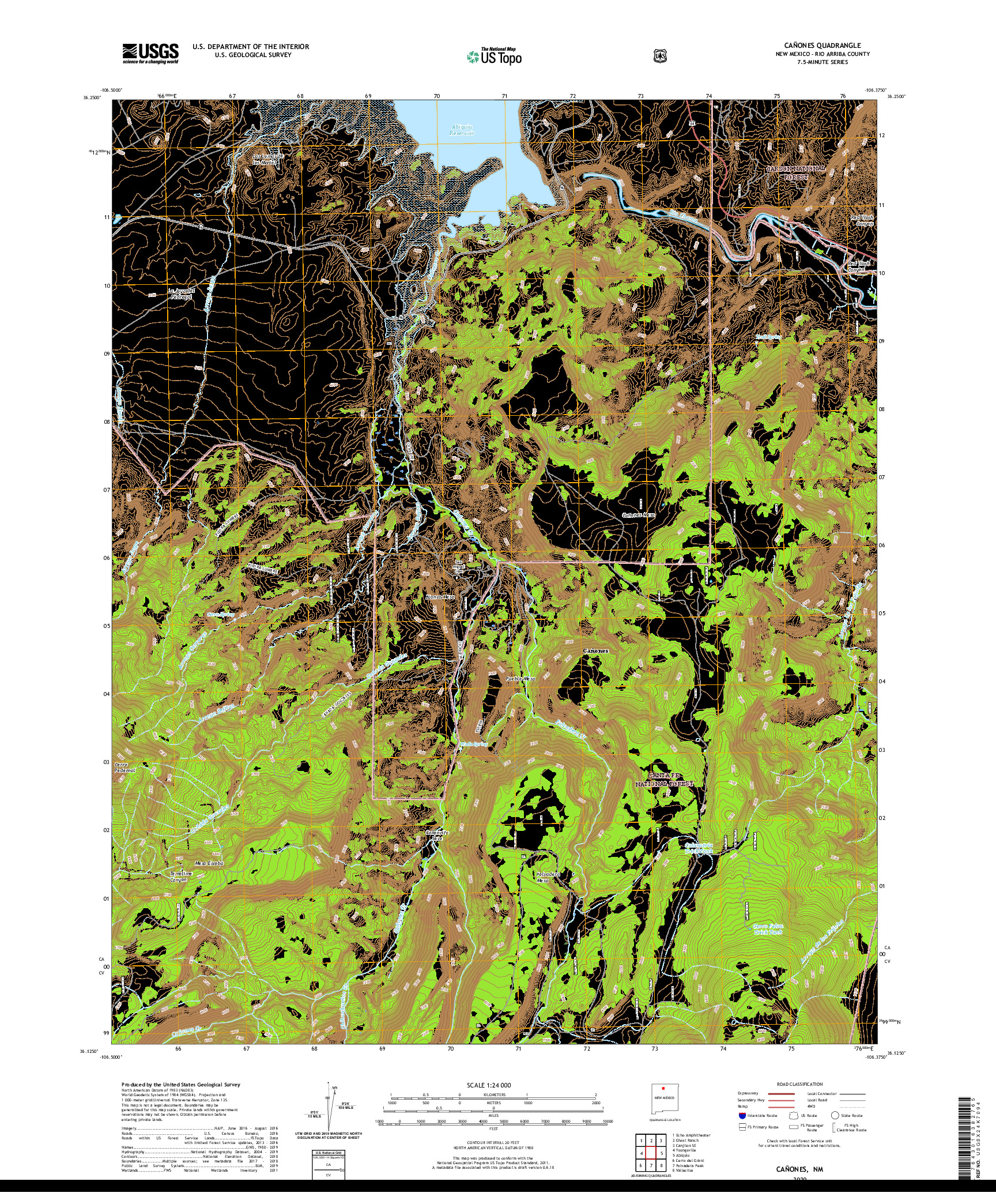 USGS US TOPO 7.5-MINUTE MAP FOR CANONES, NM 2020