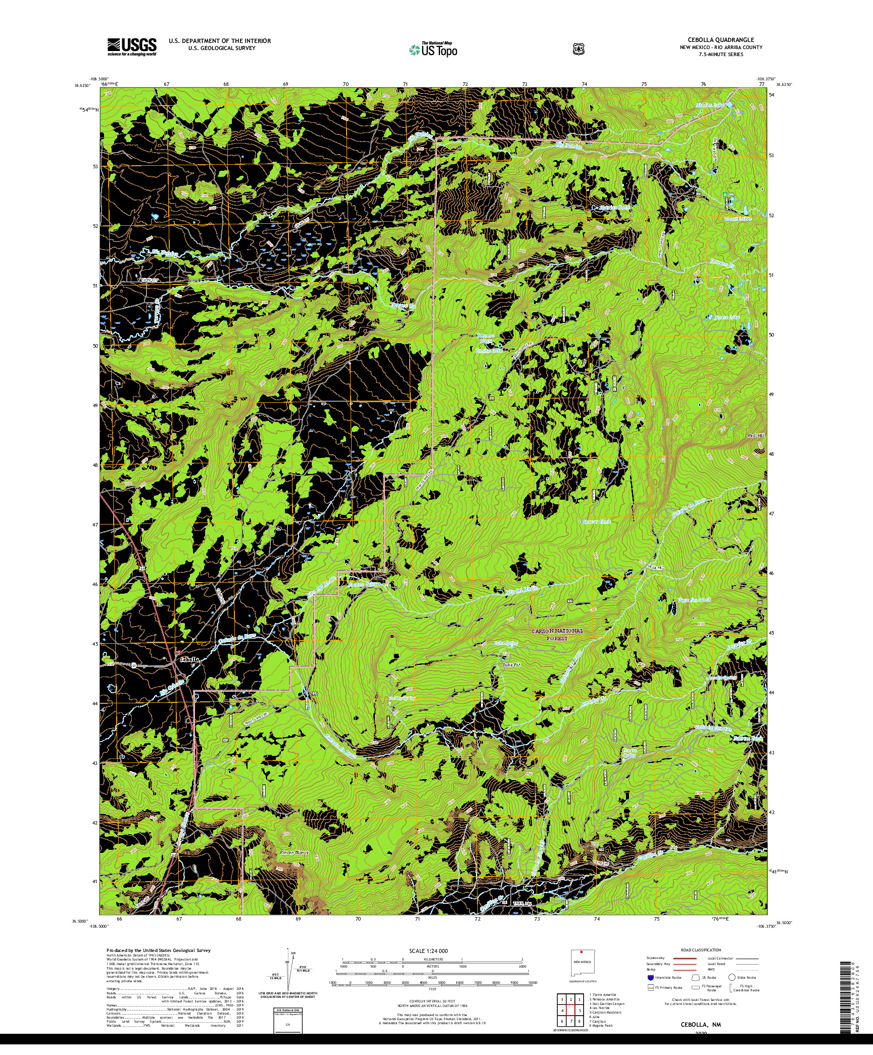 USGS US TOPO 7.5-MINUTE MAP FOR CEBOLLA, NM 2020