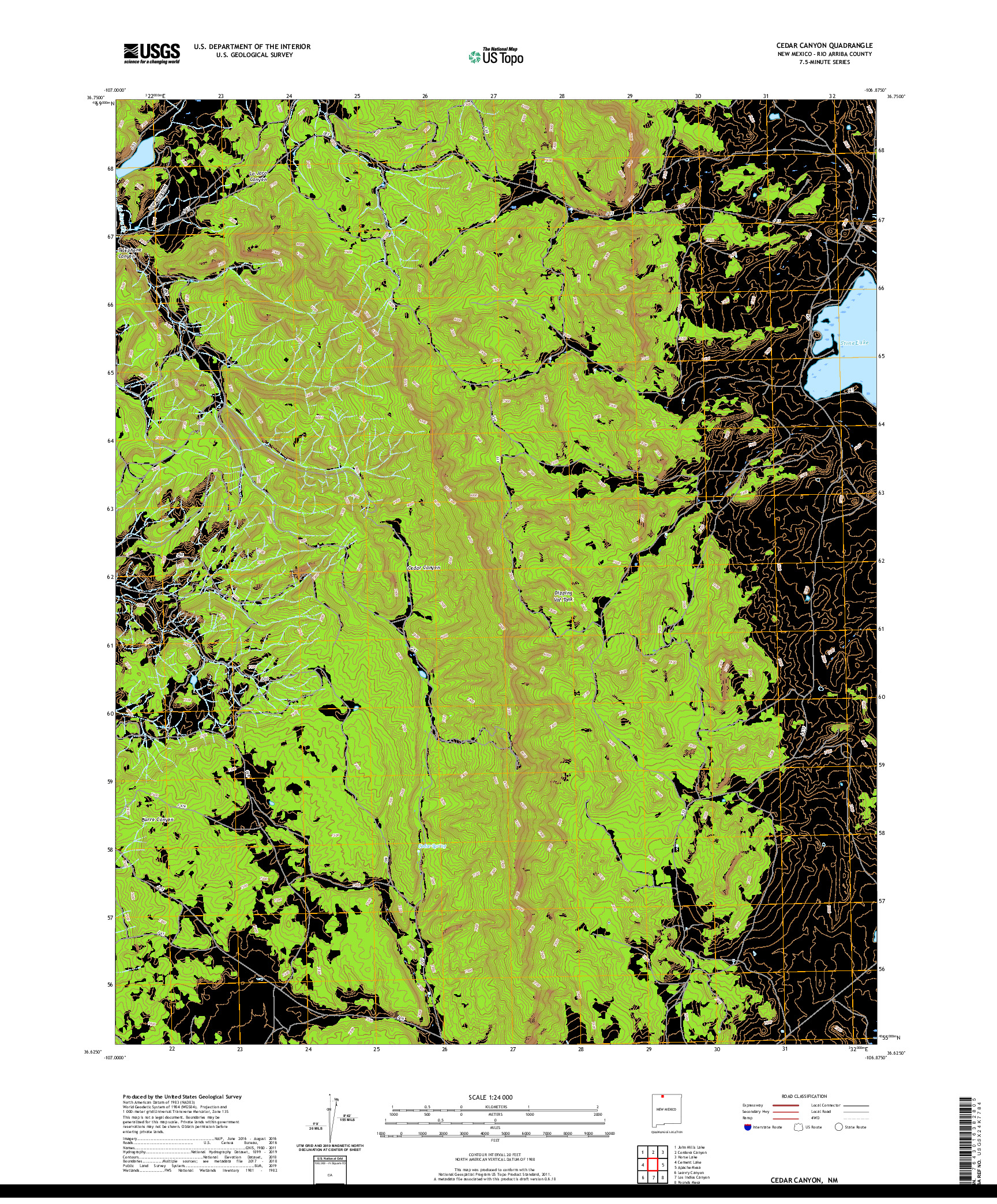 USGS US TOPO 7.5-MINUTE MAP FOR CEDAR CANYON, NM 2020