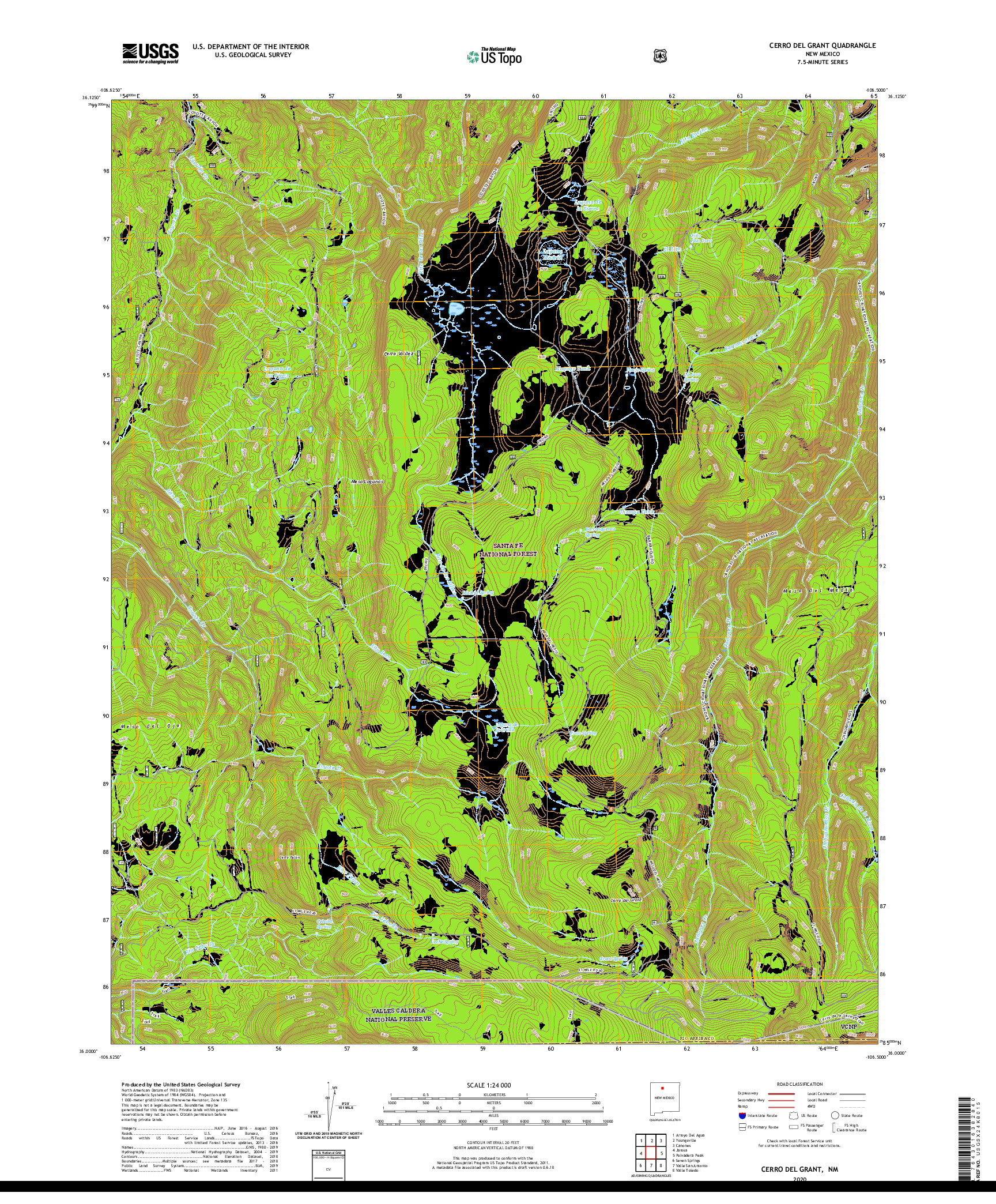 USGS US TOPO 7.5-MINUTE MAP FOR CERRO DEL GRANT, NM 2020