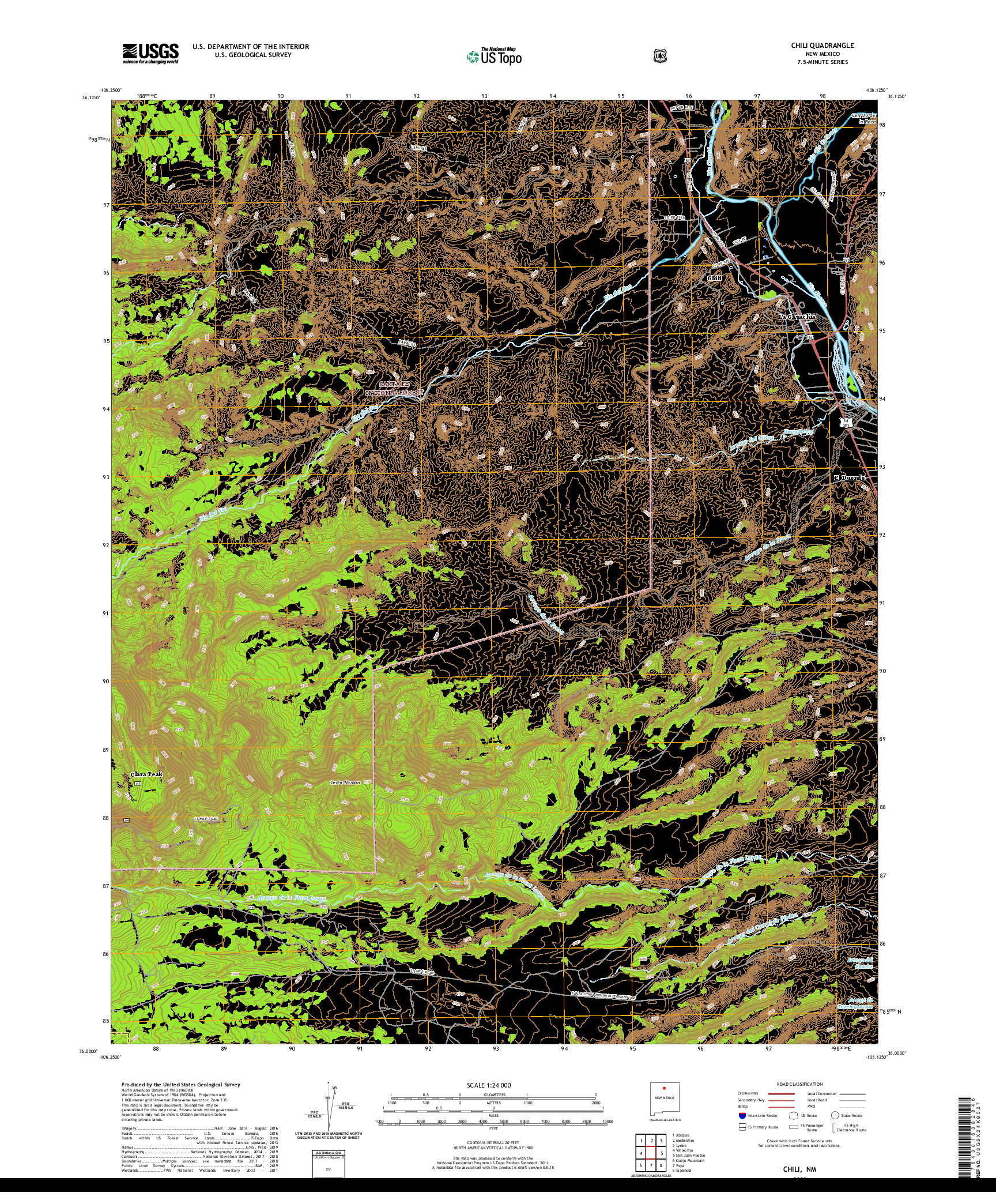 USGS US TOPO 7.5-MINUTE MAP FOR CHILI, NM 2020