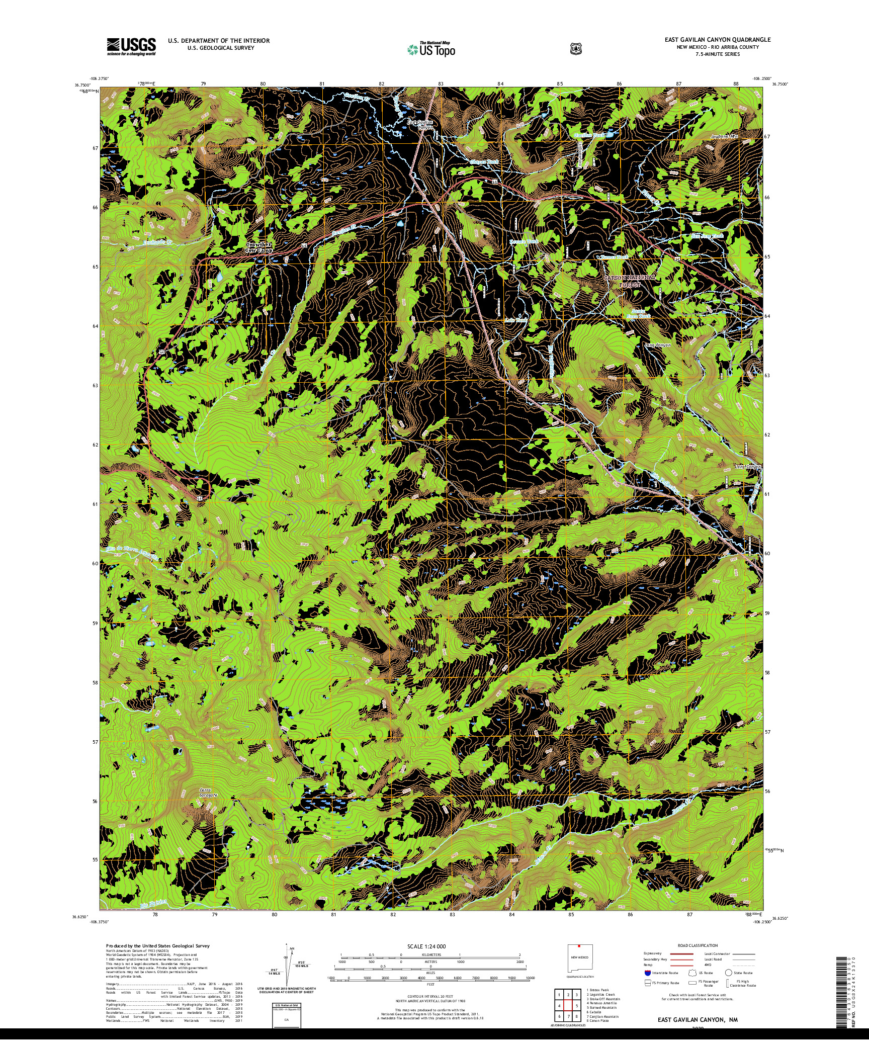 USGS US TOPO 7.5-MINUTE MAP FOR EAST GAVILAN CANYON, NM 2020