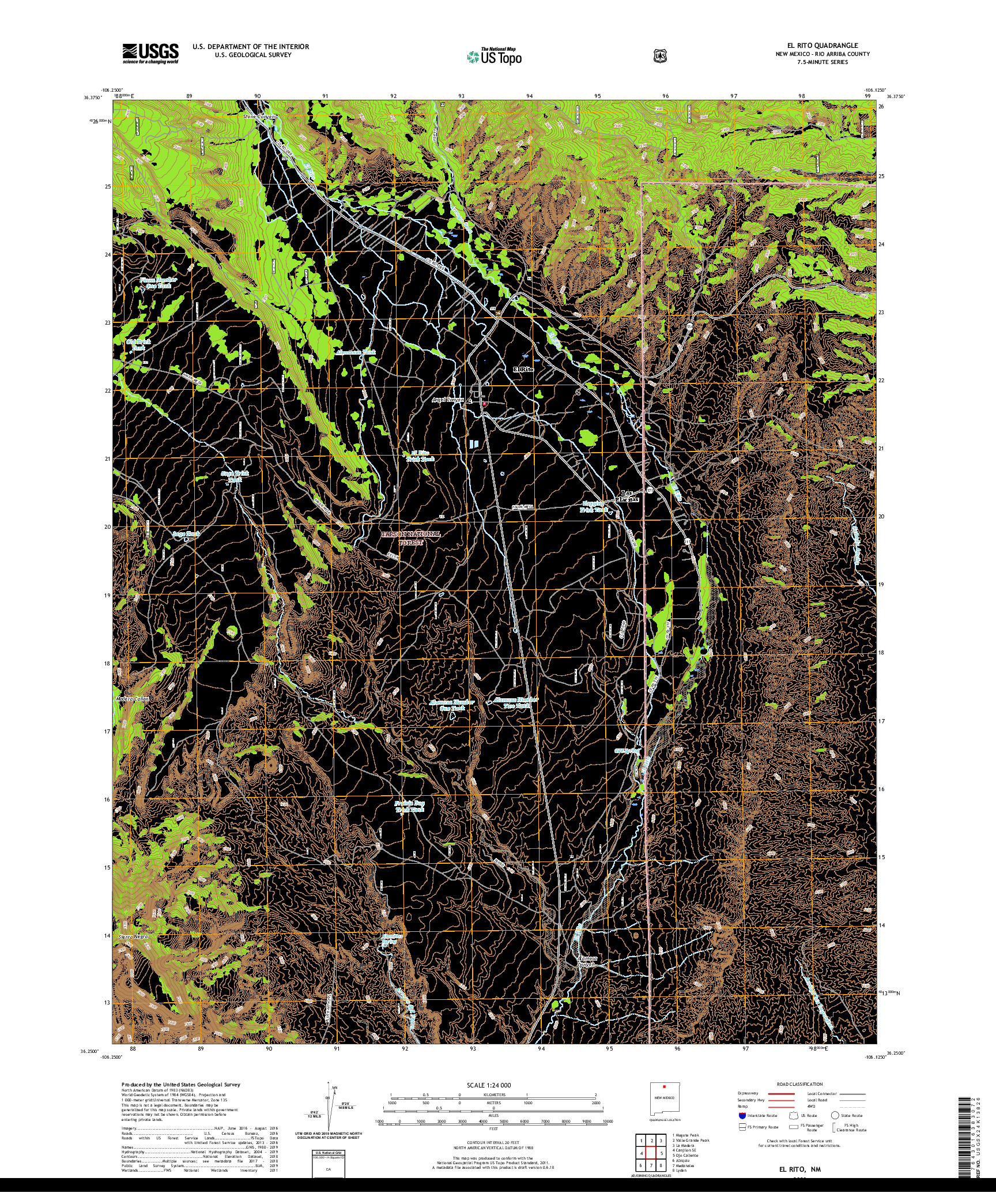 USGS US TOPO 7.5-MINUTE MAP FOR EL RITO, NM 2020