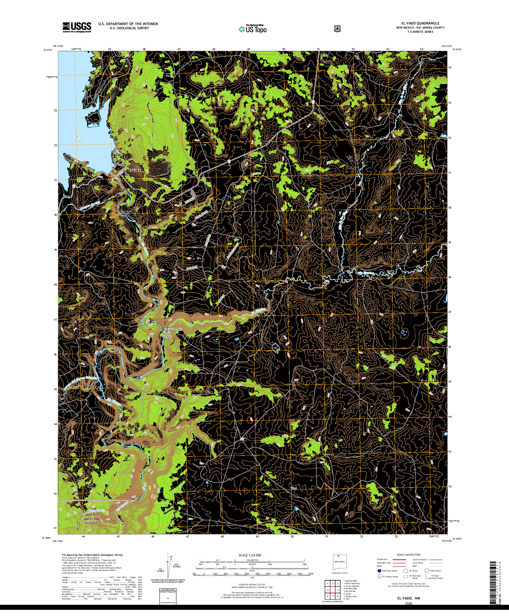 USGS US TOPO 7.5-MINUTE MAP FOR EL VADO, NM 2020