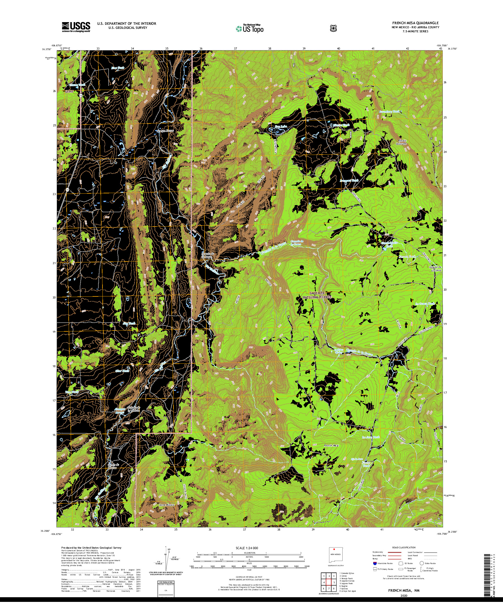 USGS US TOPO 7.5-MINUTE MAP FOR FRENCH MESA, NM 2020