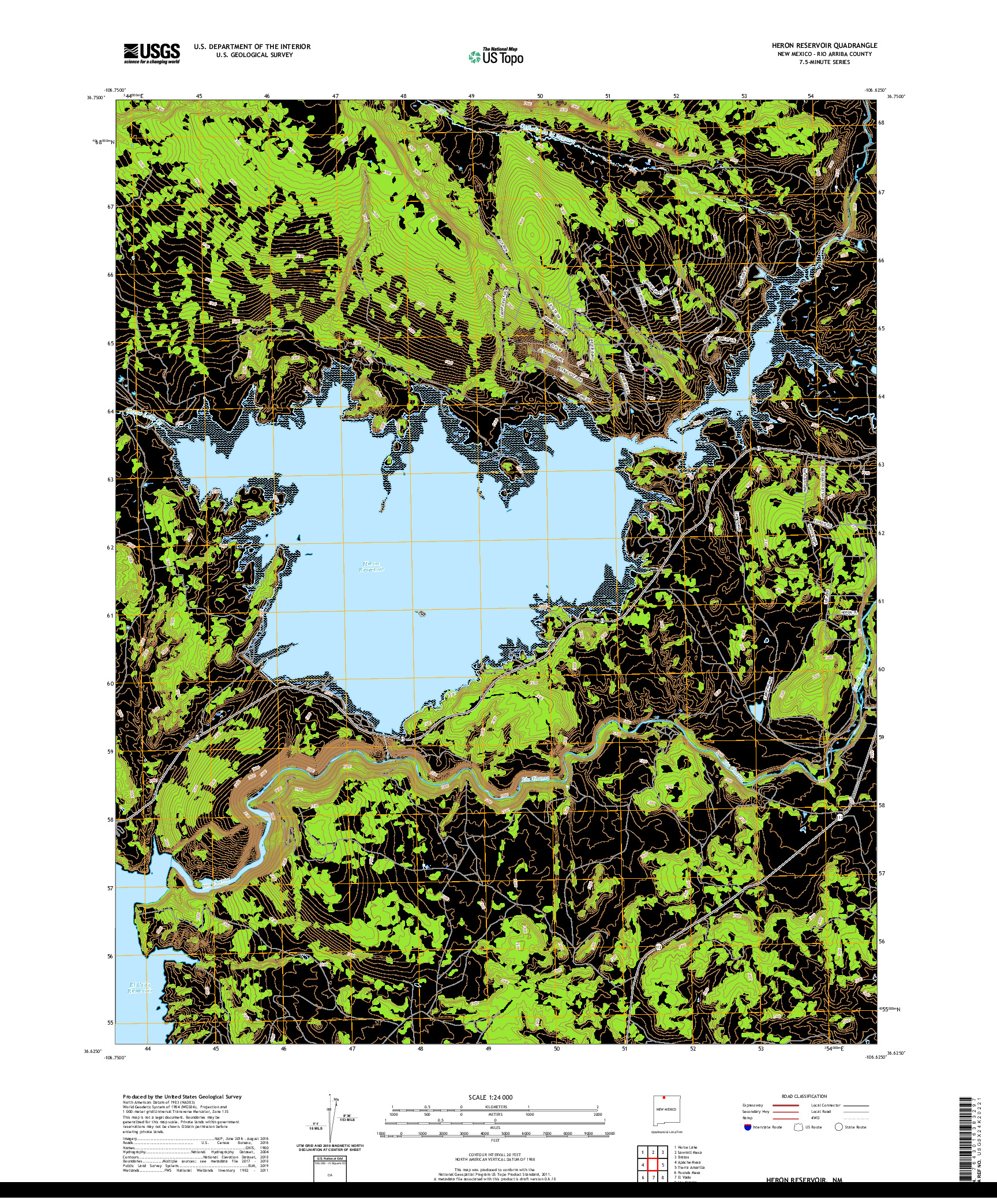 USGS US TOPO 7.5-MINUTE MAP FOR HERON RESERVOIR, NM 2020