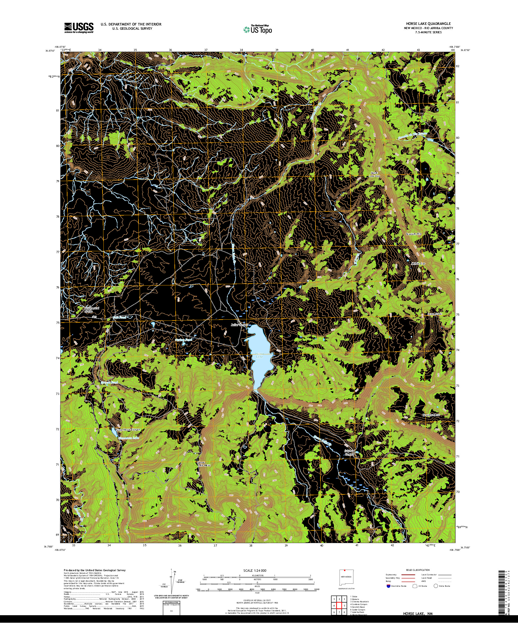 USGS US TOPO 7.5-MINUTE MAP FOR HORSE LAKE, NM 2020