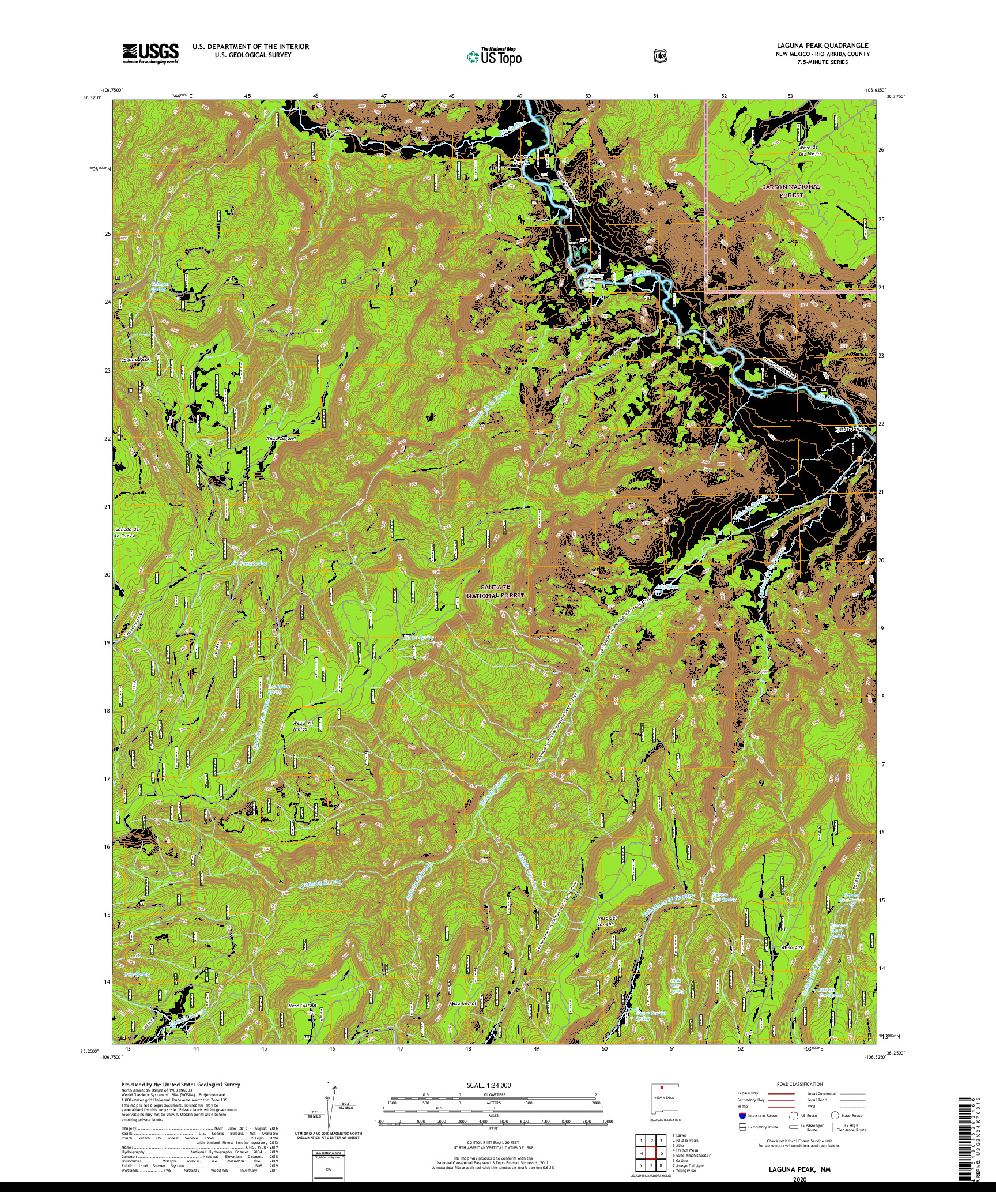 USGS US TOPO 7.5-MINUTE MAP FOR LAGUNA PEAK, NM 2020