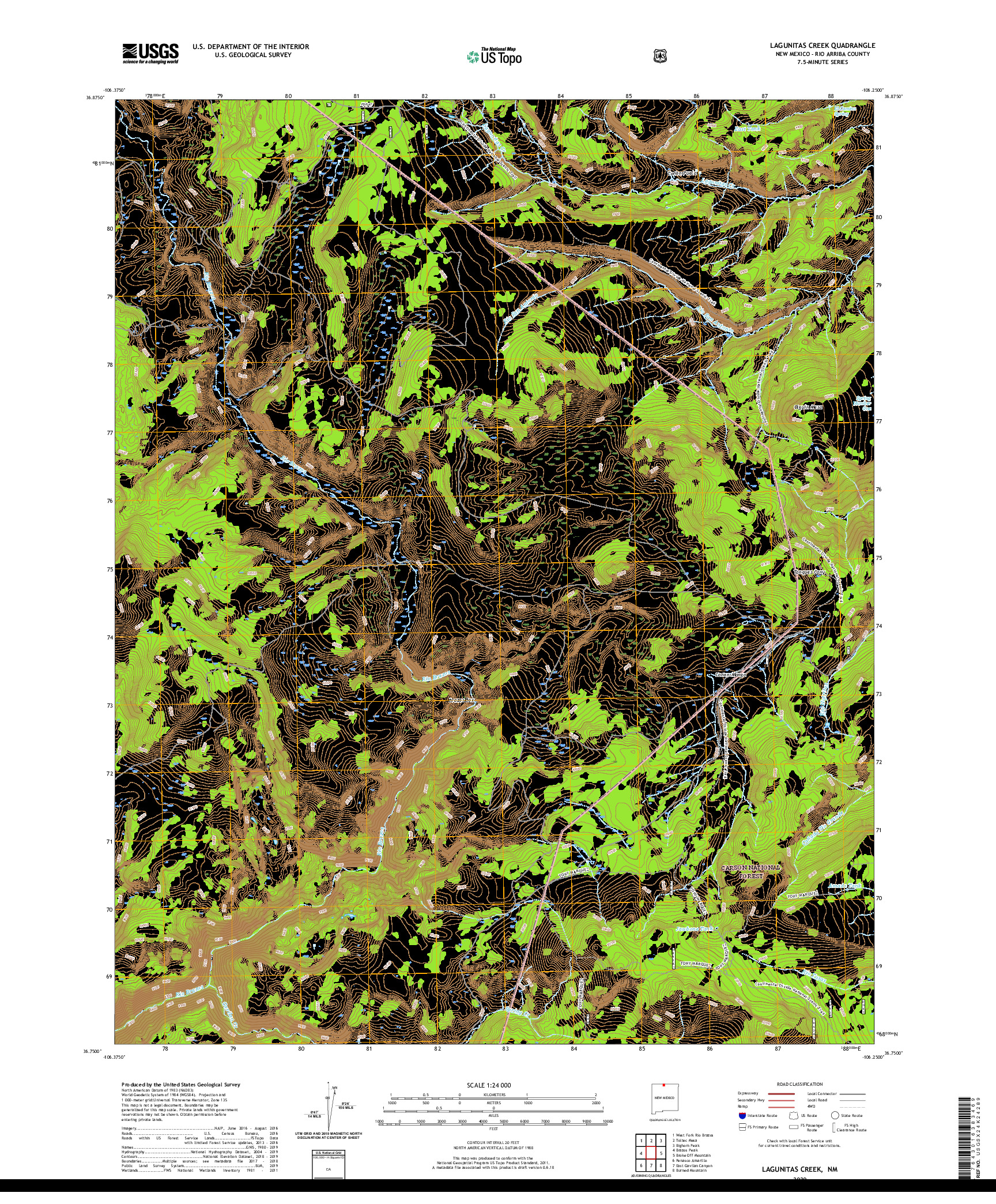 USGS US TOPO 7.5-MINUTE MAP FOR LAGUNITAS CREEK, NM 2020