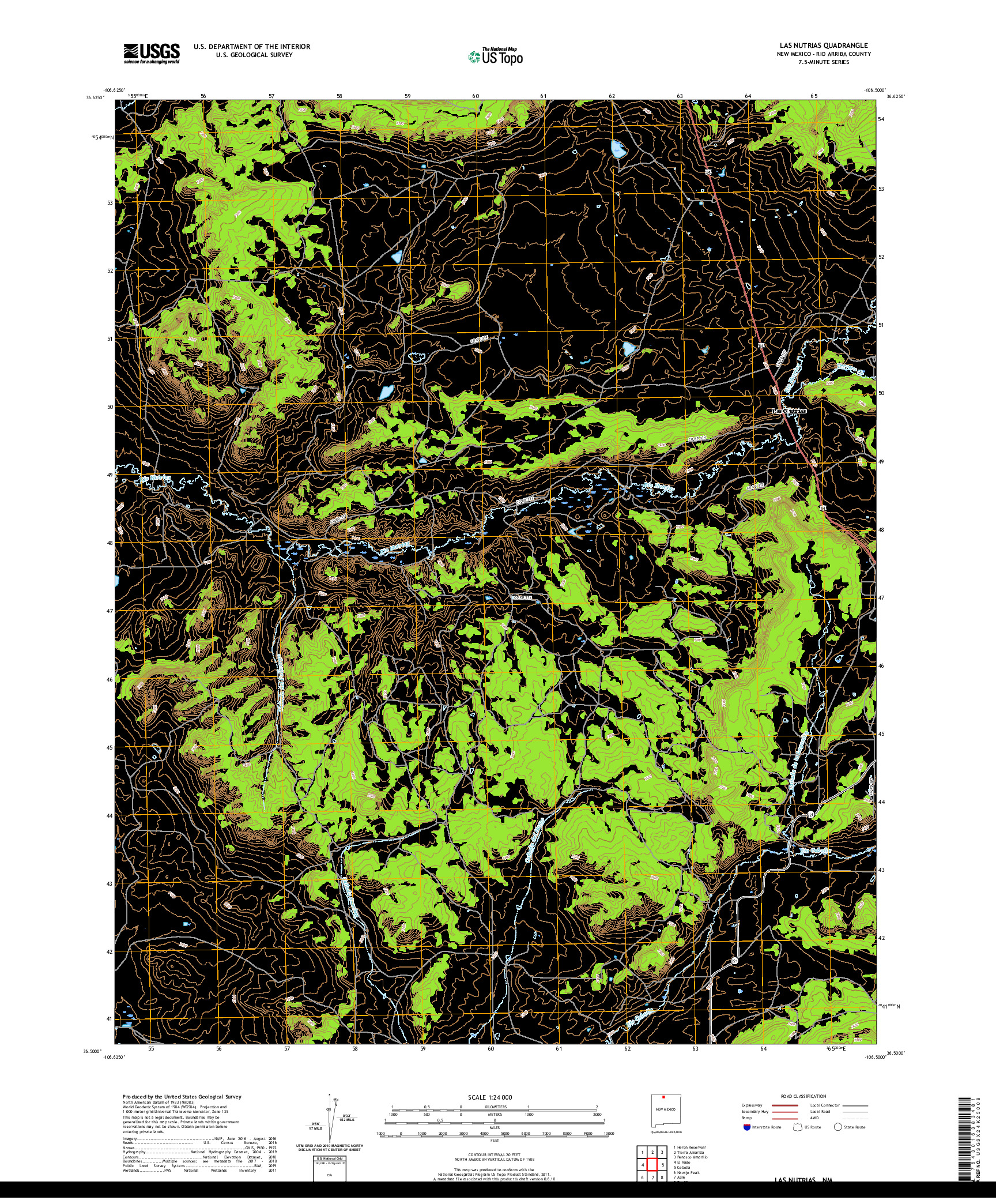 USGS US TOPO 7.5-MINUTE MAP FOR LAS NUTRIAS, NM 2020