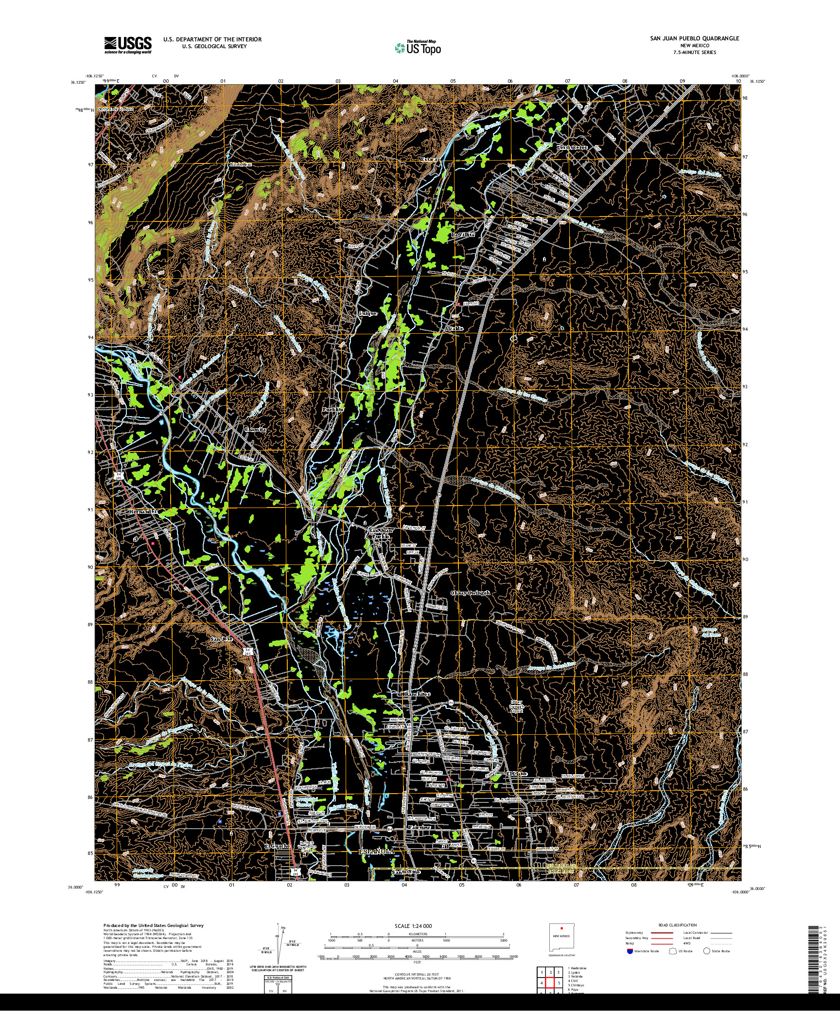 USGS US TOPO 7.5-MINUTE MAP FOR SAN JUAN PUEBLO, NM 2020