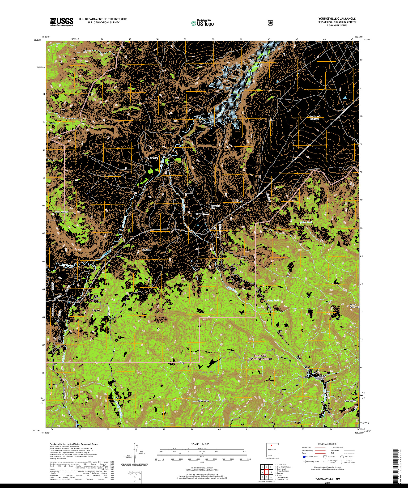 USGS US TOPO 7.5-MINUTE MAP FOR YOUNGSVILLE, NM 2020