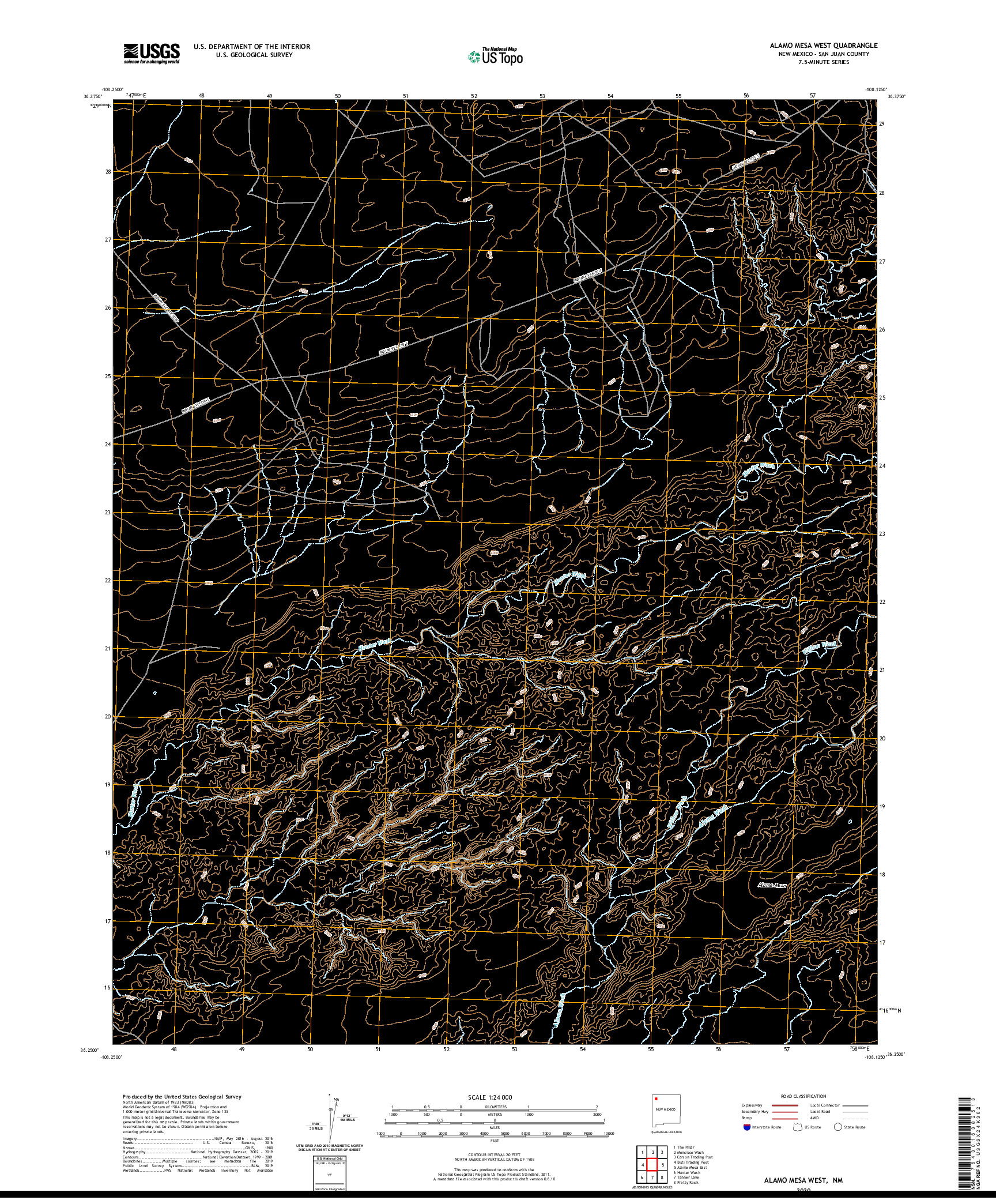 USGS US TOPO 7.5-MINUTE MAP FOR ALAMO MESA WEST, NM 2020