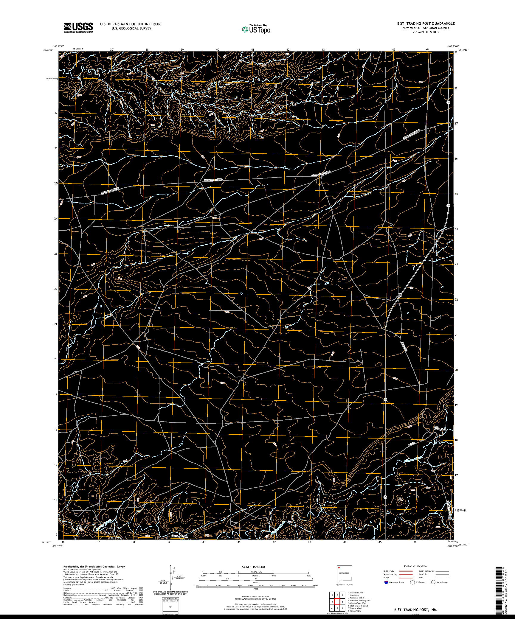 USGS US TOPO 7.5-MINUTE MAP FOR BISTI TRADING POST, NM 2020