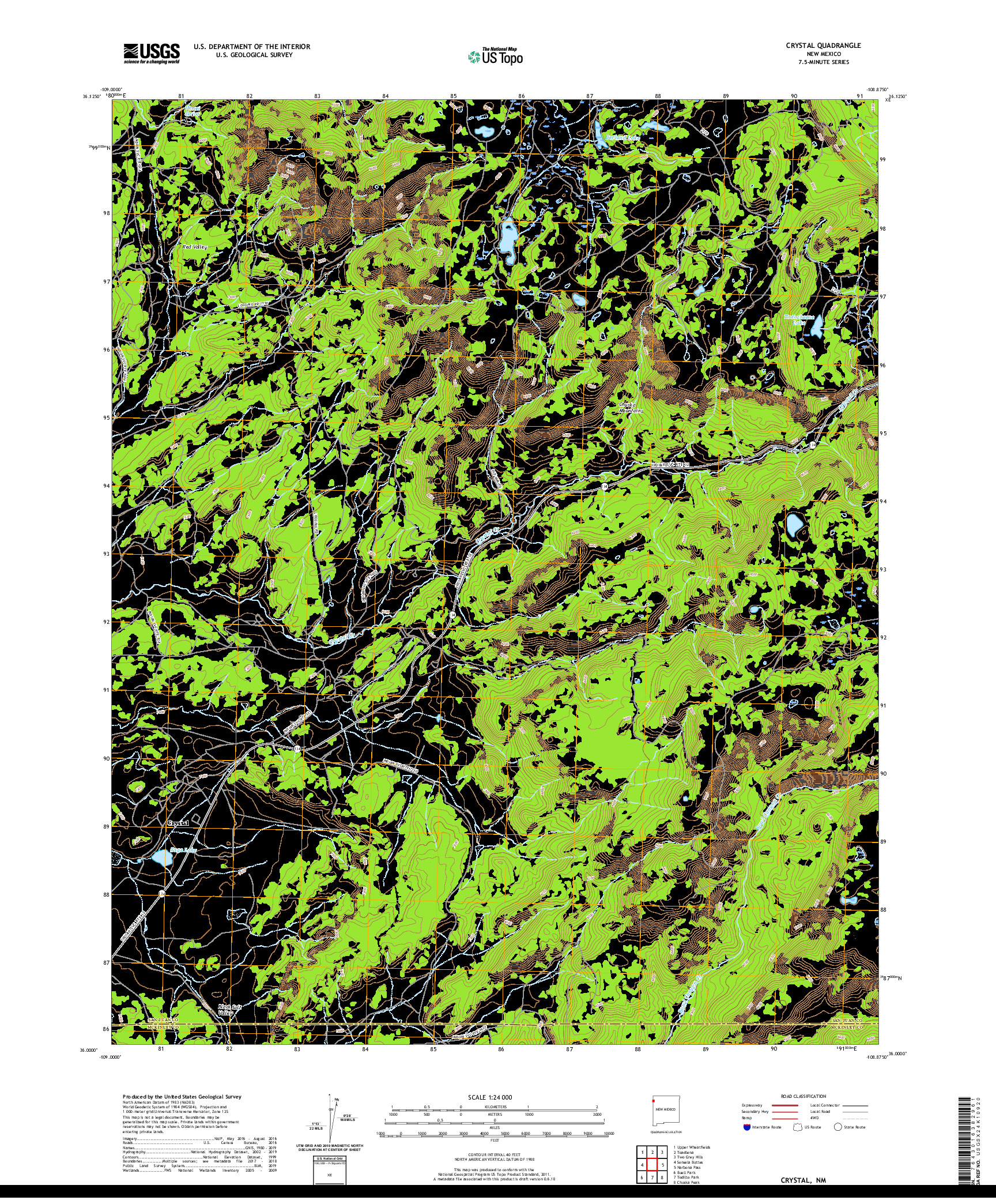 USGS US TOPO 7.5-MINUTE MAP FOR CRYSTAL, NM 2020