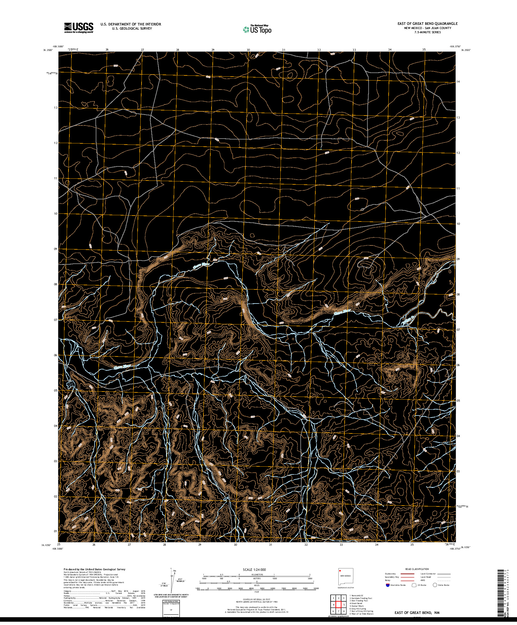 USGS US TOPO 7.5-MINUTE MAP FOR EAST OF GREAT BEND, NM 2020