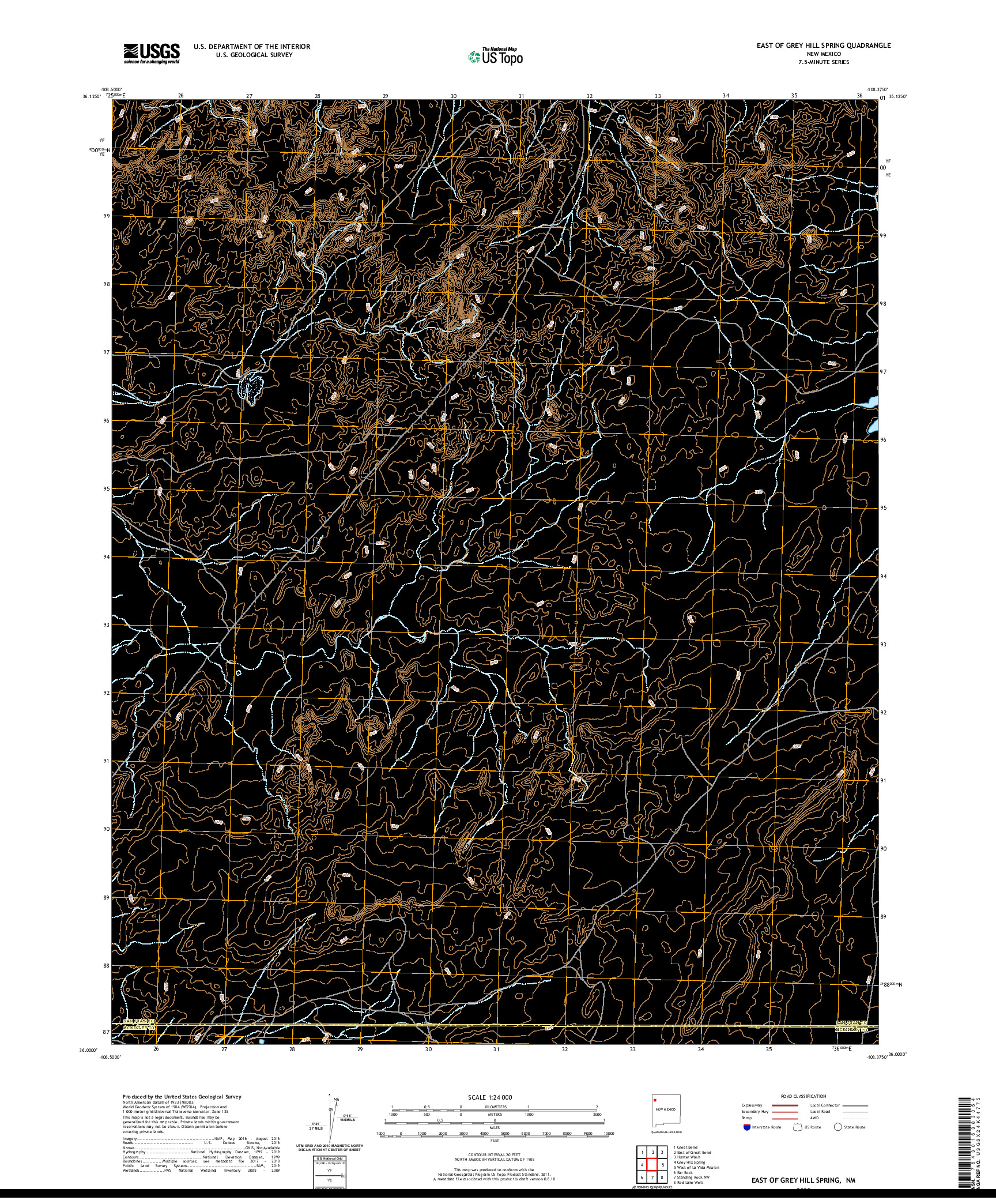 USGS US TOPO 7.5-MINUTE MAP FOR EAST OF GREY HILL SPRING, NM 2020