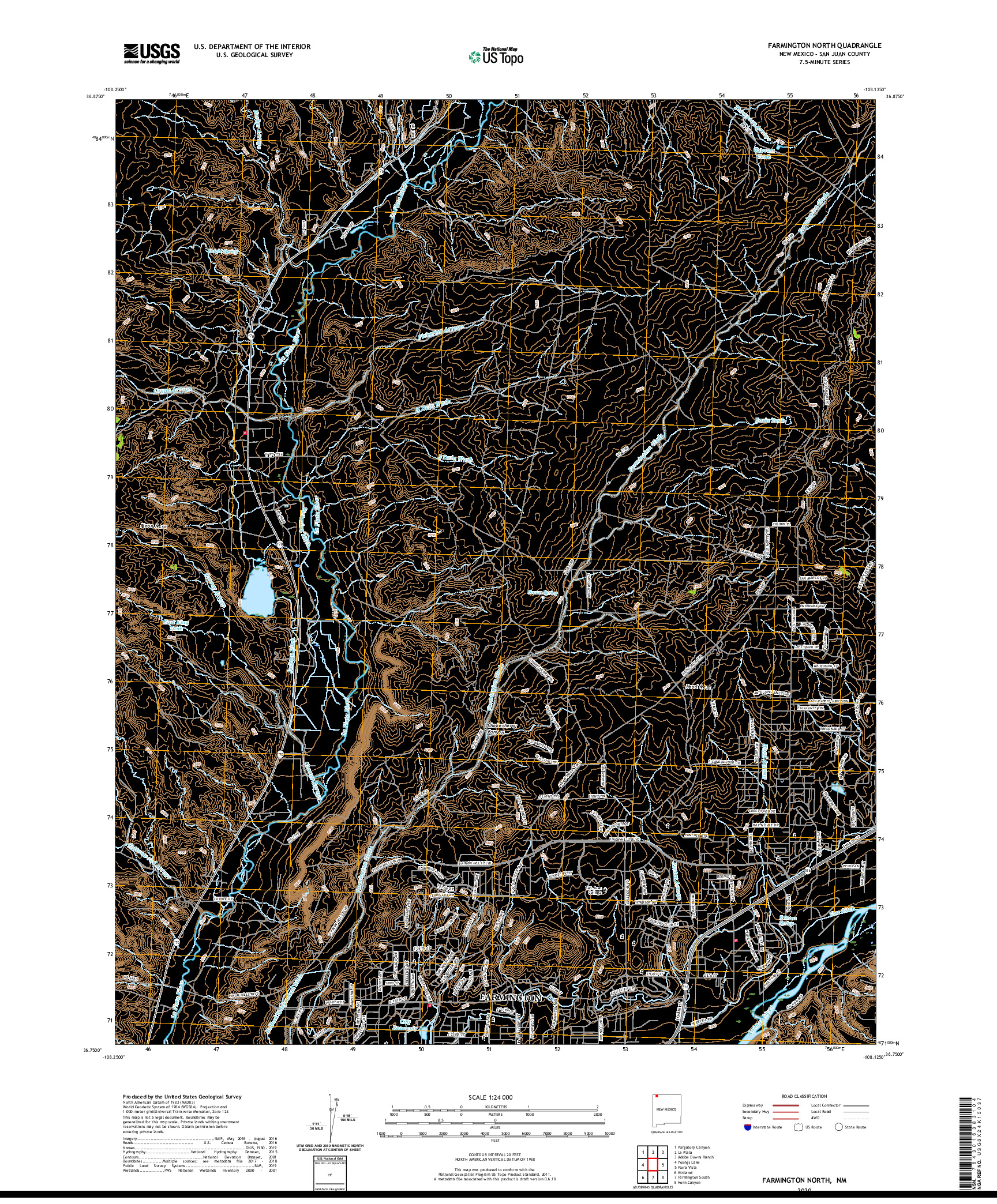 USGS US TOPO 7.5-MINUTE MAP FOR FARMINGTON NORTH, NM 2020