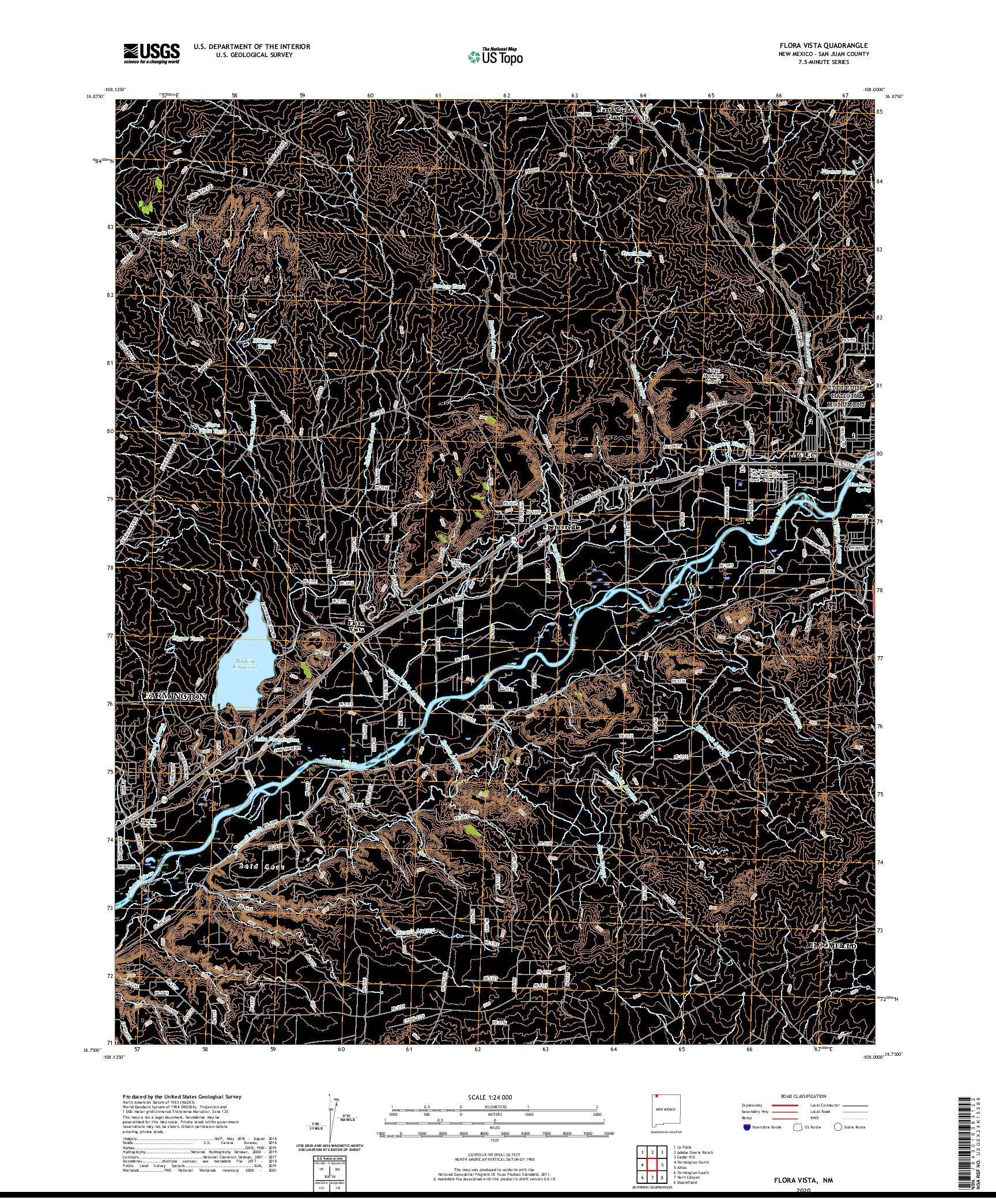 USGS US TOPO 7.5-MINUTE MAP FOR FLORA VISTA, NM 2020