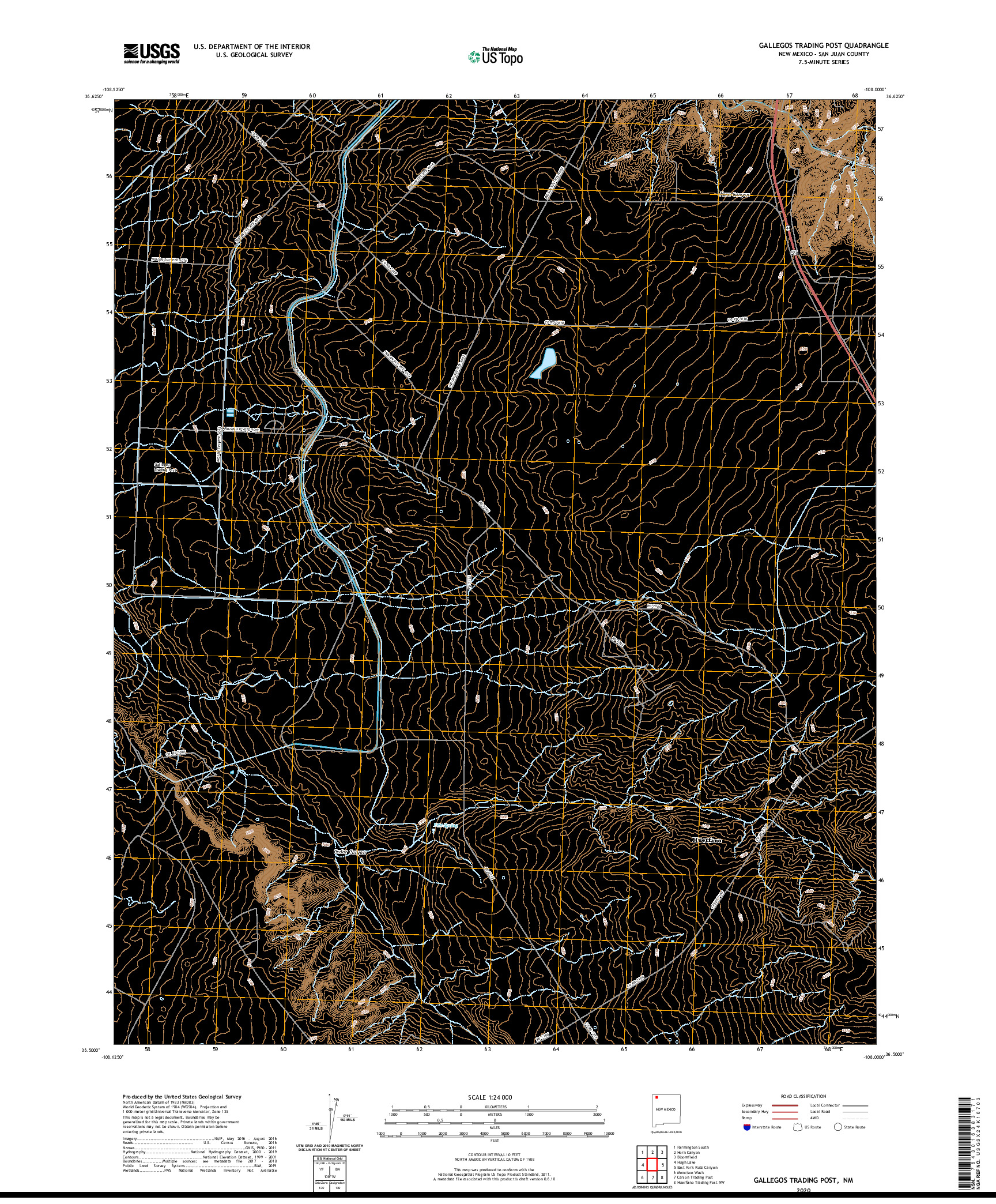 USGS US TOPO 7.5-MINUTE MAP FOR GALLEGOS TRADING POST, NM 2020