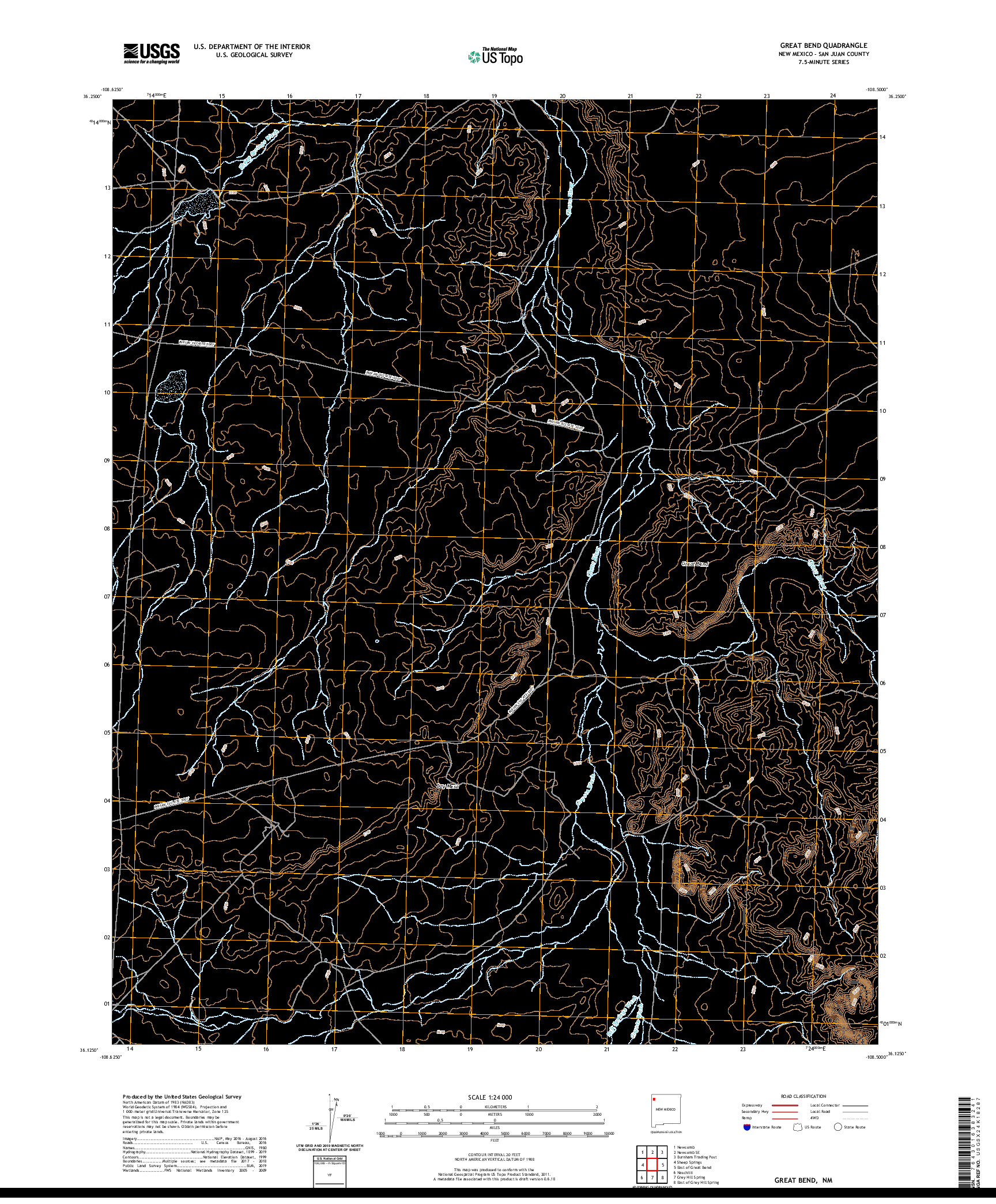 USGS US TOPO 7.5-MINUTE MAP FOR GREAT BEND, NM 2020