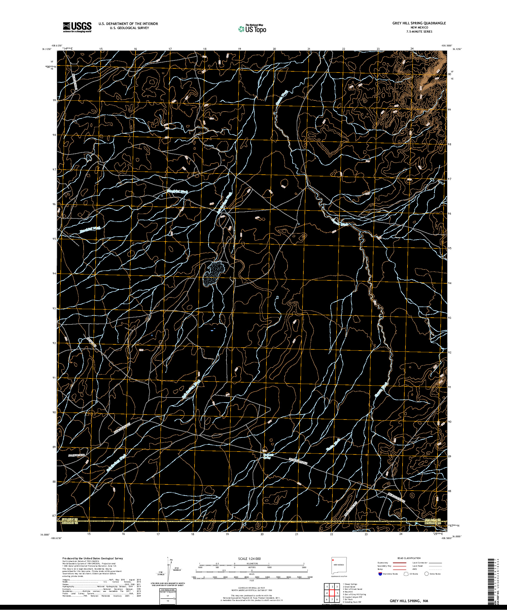 USGS US TOPO 7.5-MINUTE MAP FOR GREY HILL SPRING, NM 2020