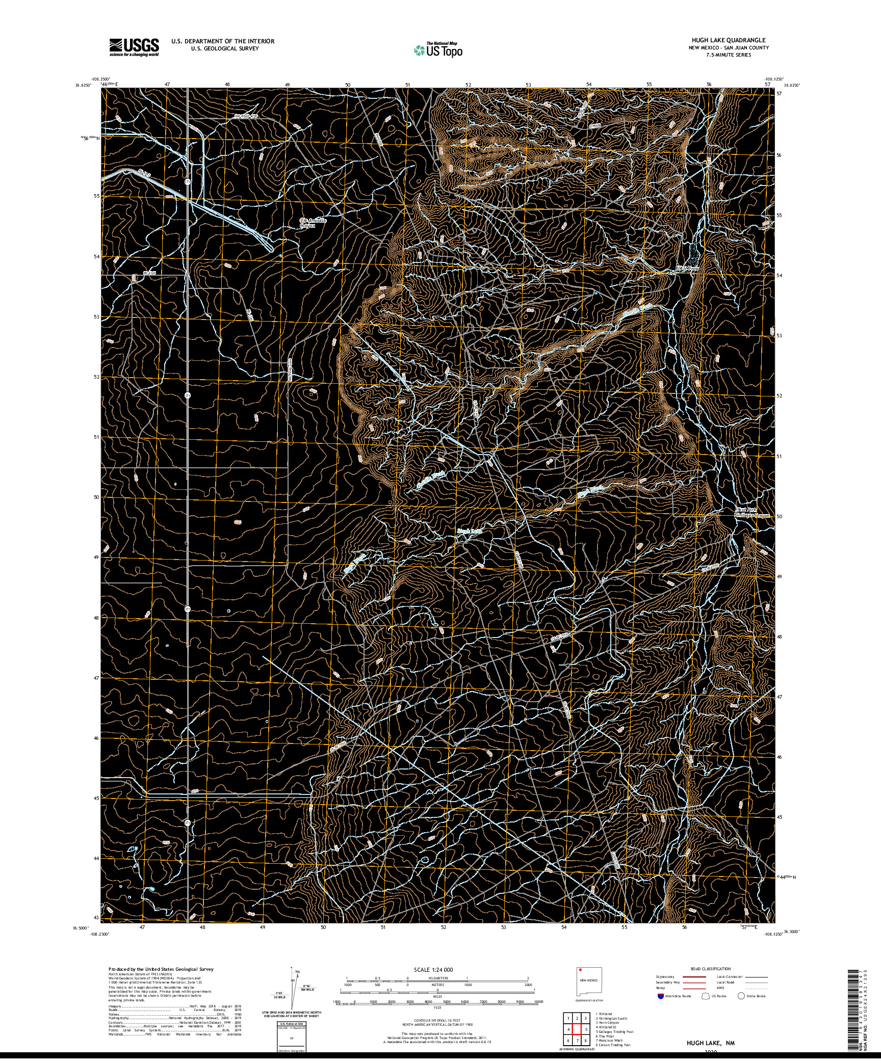 USGS US TOPO 7.5-MINUTE MAP FOR HUGH LAKE, NM 2020