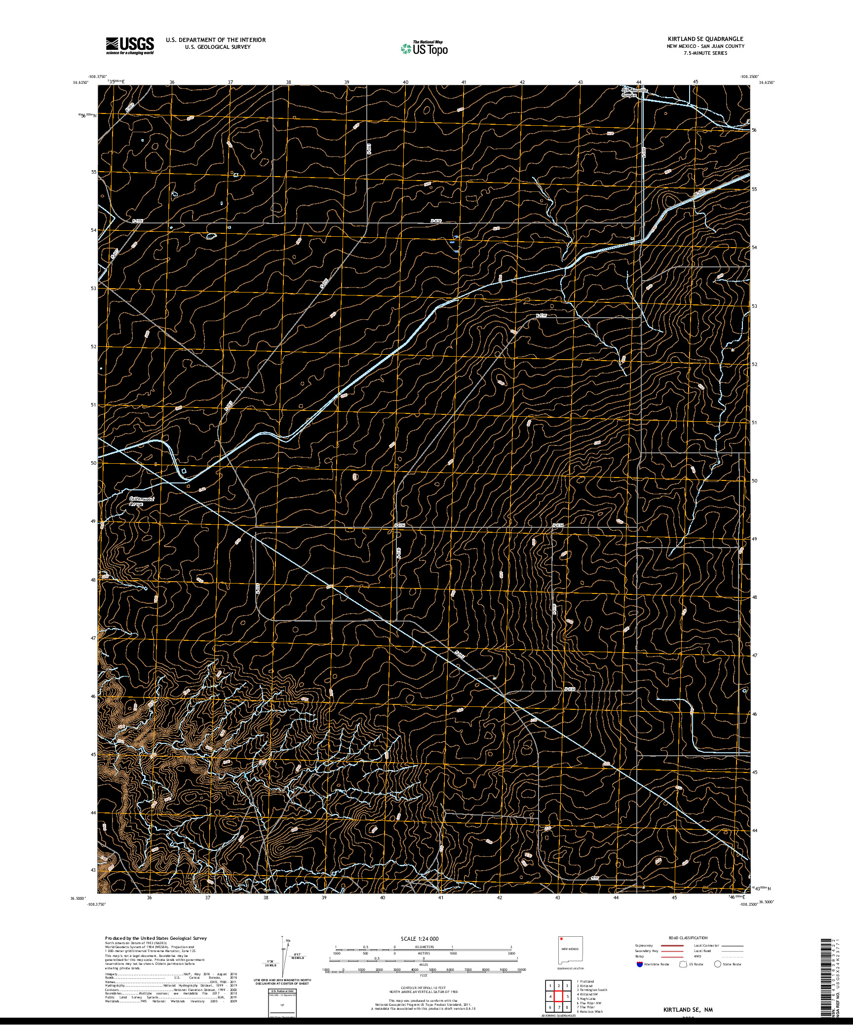USGS US TOPO 7.5-MINUTE MAP FOR KIRTLAND SE, NM 2020
