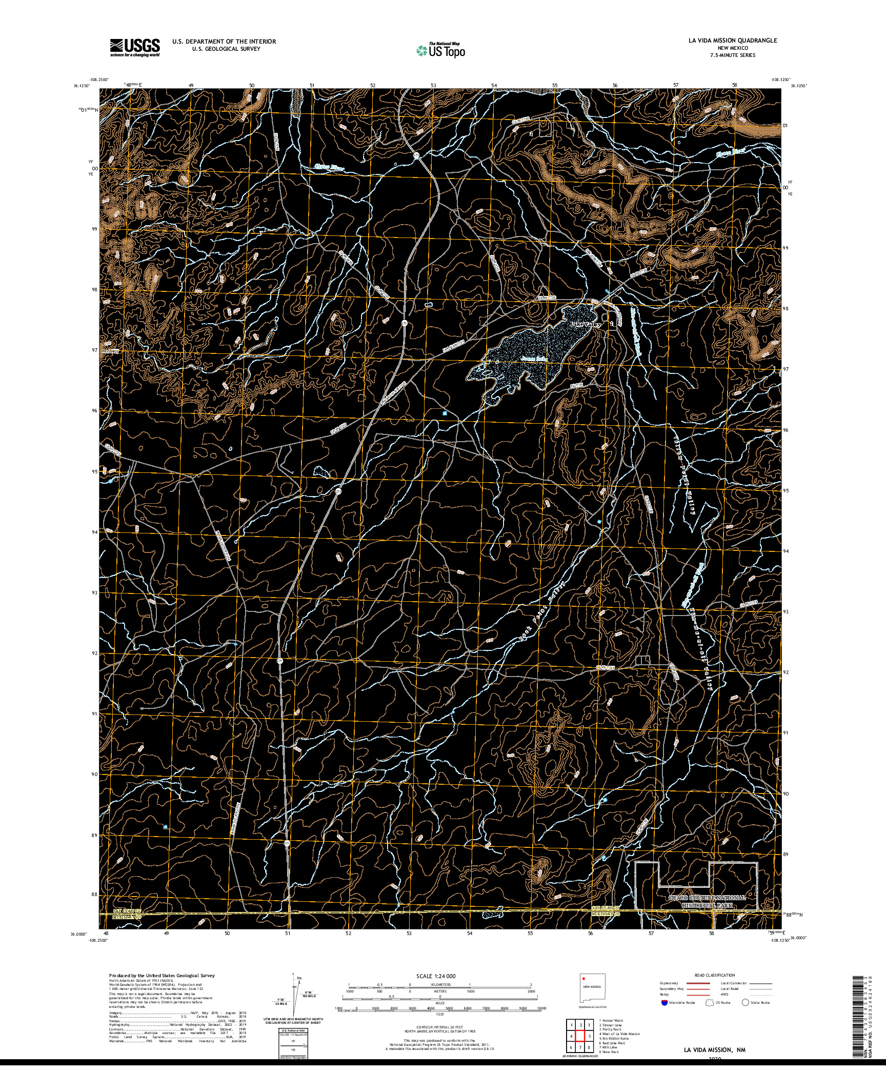 USGS US TOPO 7.5-MINUTE MAP FOR LA VIDA MISSION, NM 2020