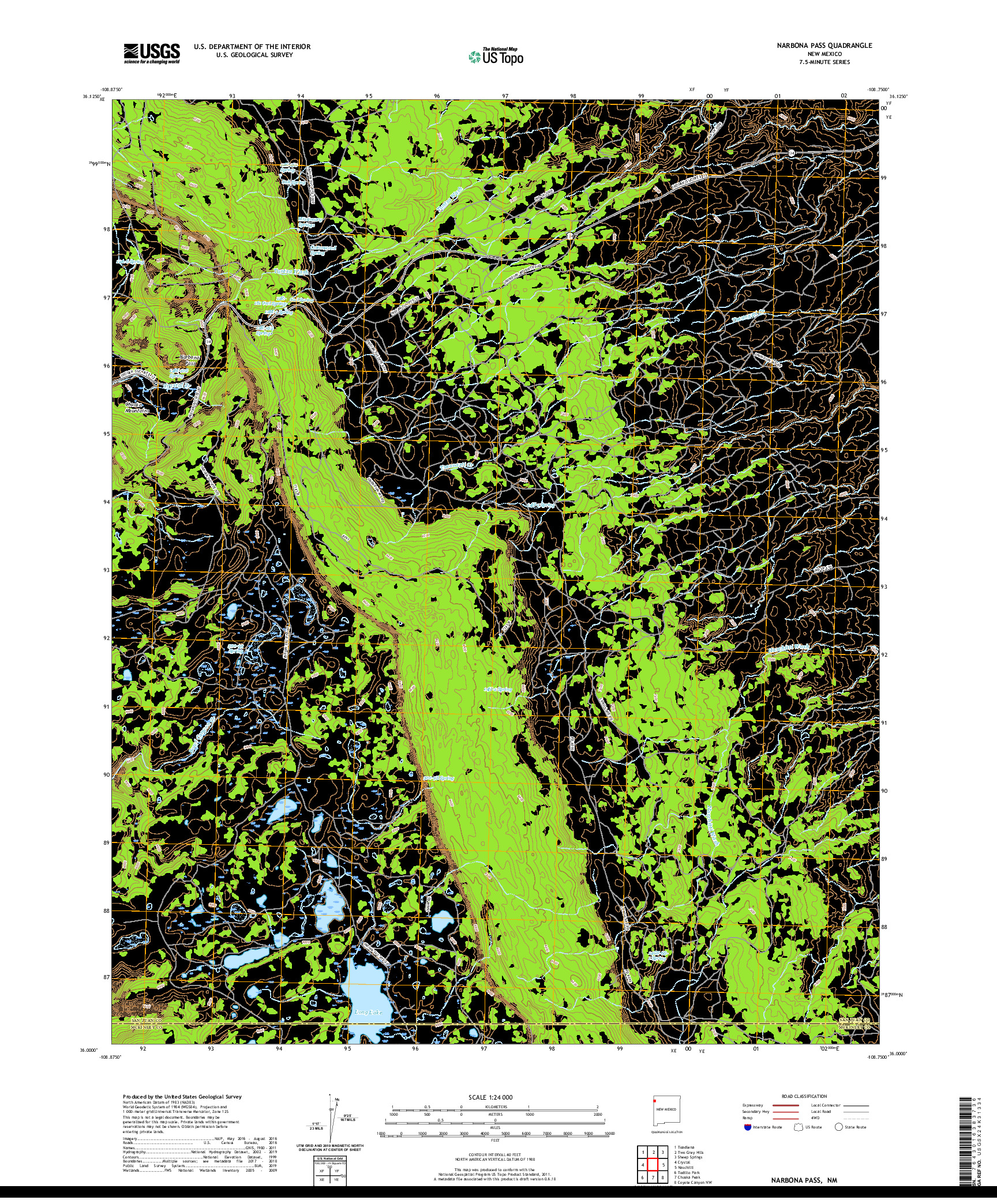 USGS US TOPO 7.5-MINUTE MAP FOR NARBONA PASS, NM 2020