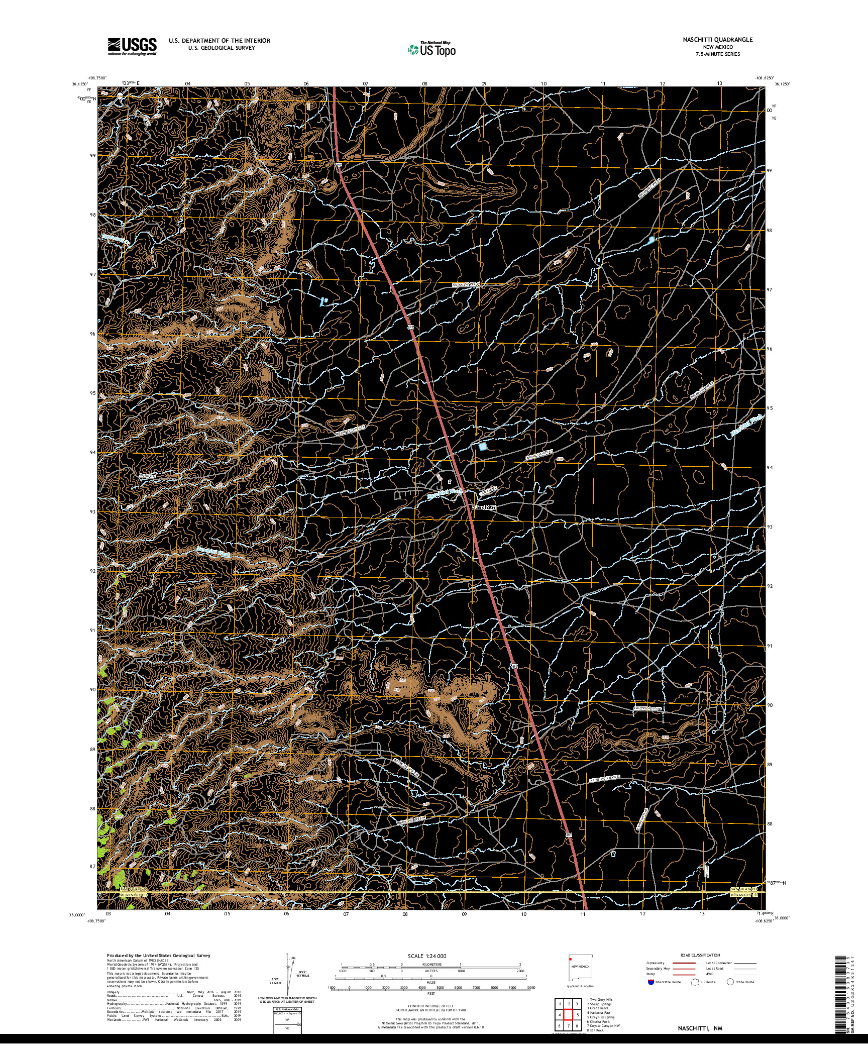 USGS US TOPO 7.5-MINUTE MAP FOR NASCHITTI, NM 2020