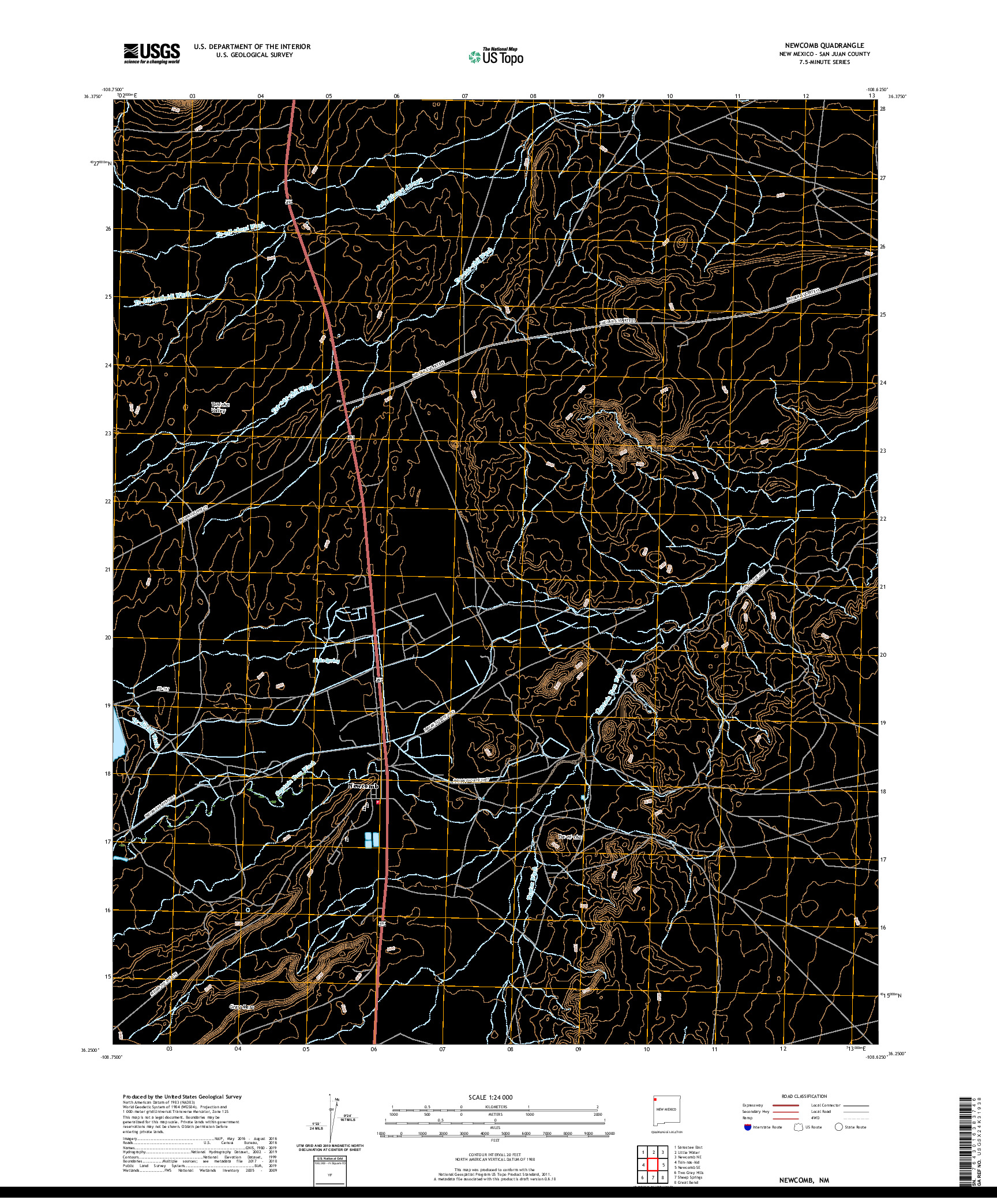 USGS US TOPO 7.5-MINUTE MAP FOR NEWCOMB, NM 2020