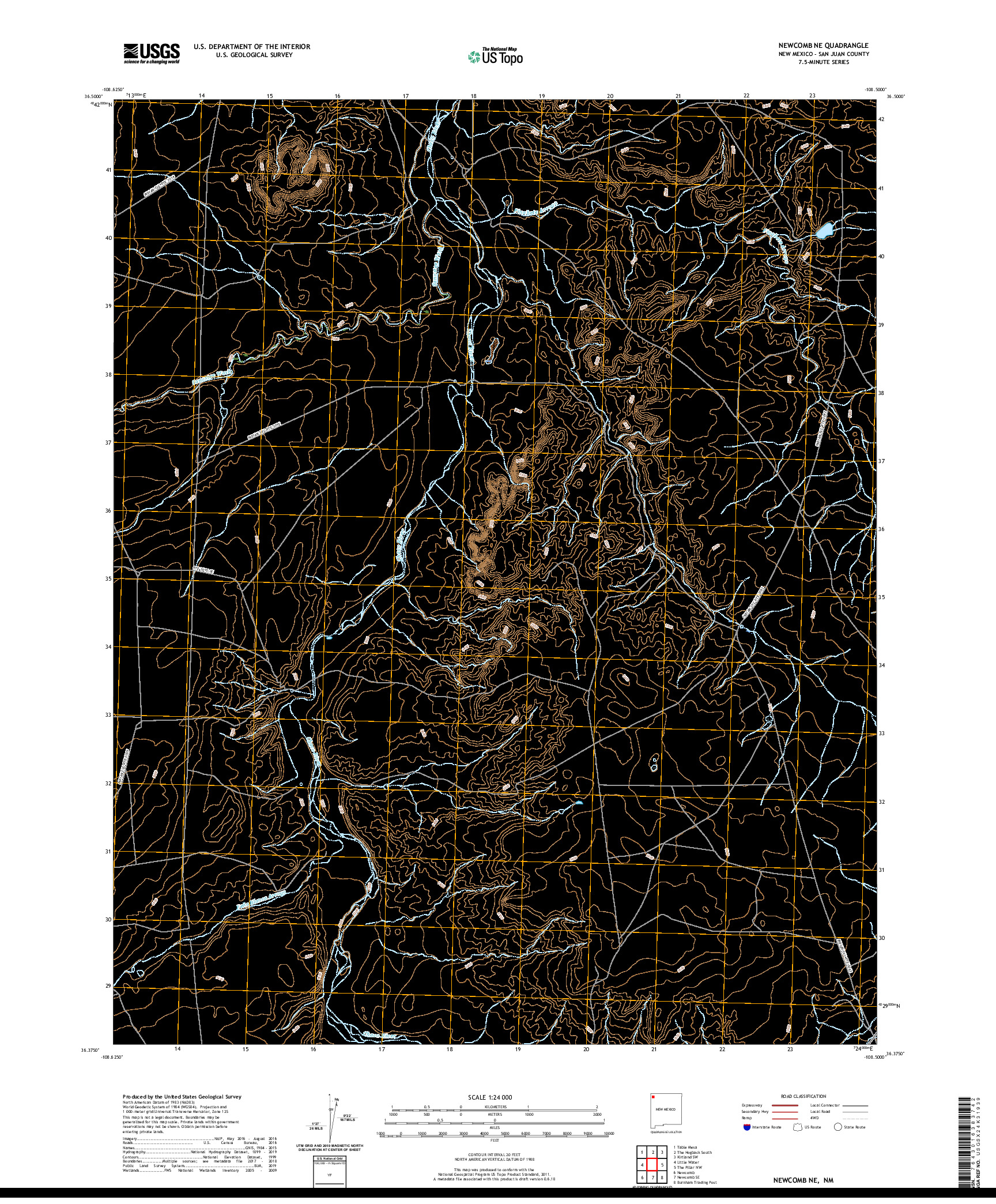 USGS US TOPO 7.5-MINUTE MAP FOR NEWCOMB NE, NM 2020