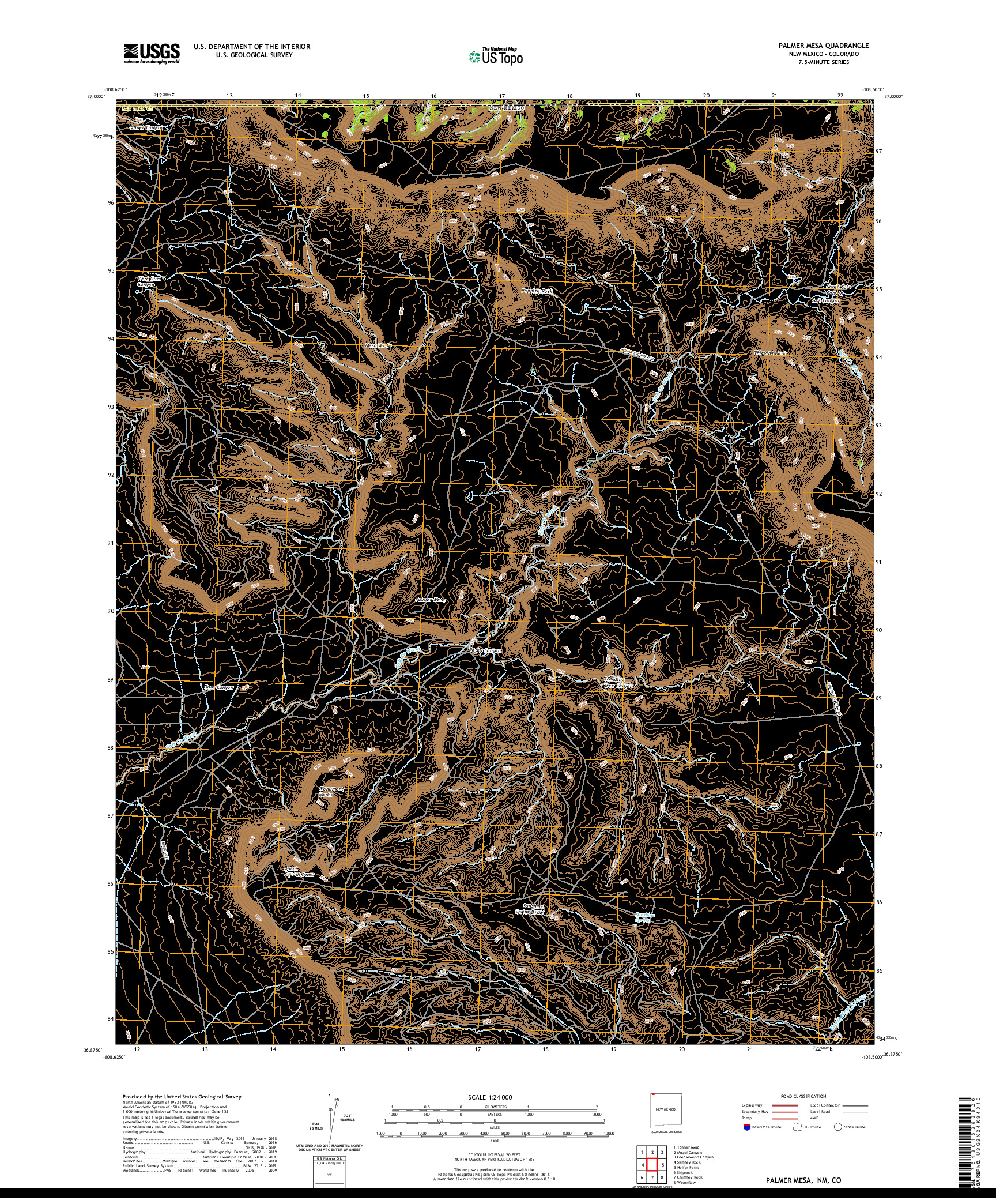 USGS US TOPO 7.5-MINUTE MAP FOR PALMER MESA, NM,CO 2020