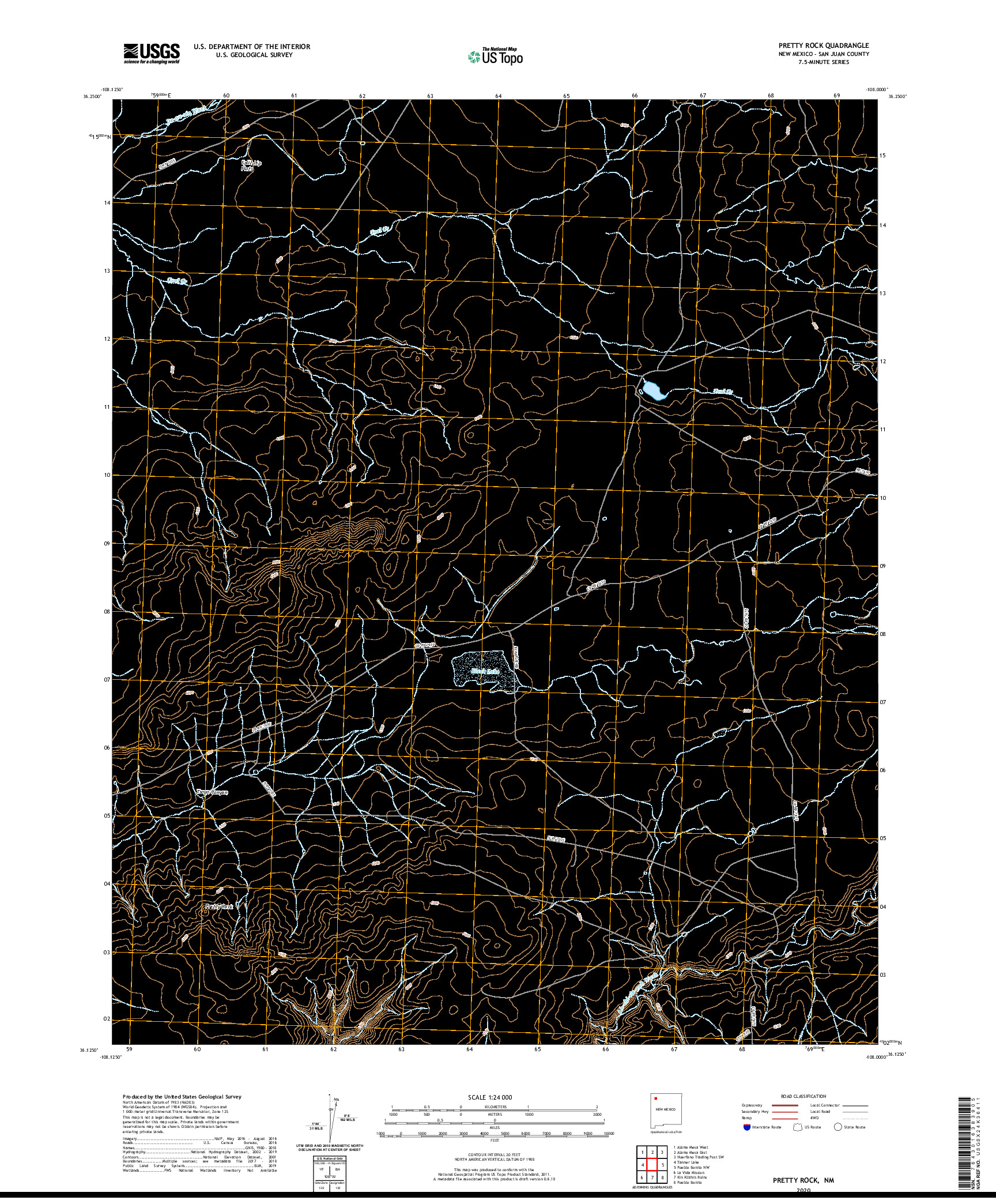 USGS US TOPO 7.5-MINUTE MAP FOR PRETTY ROCK, NM 2020