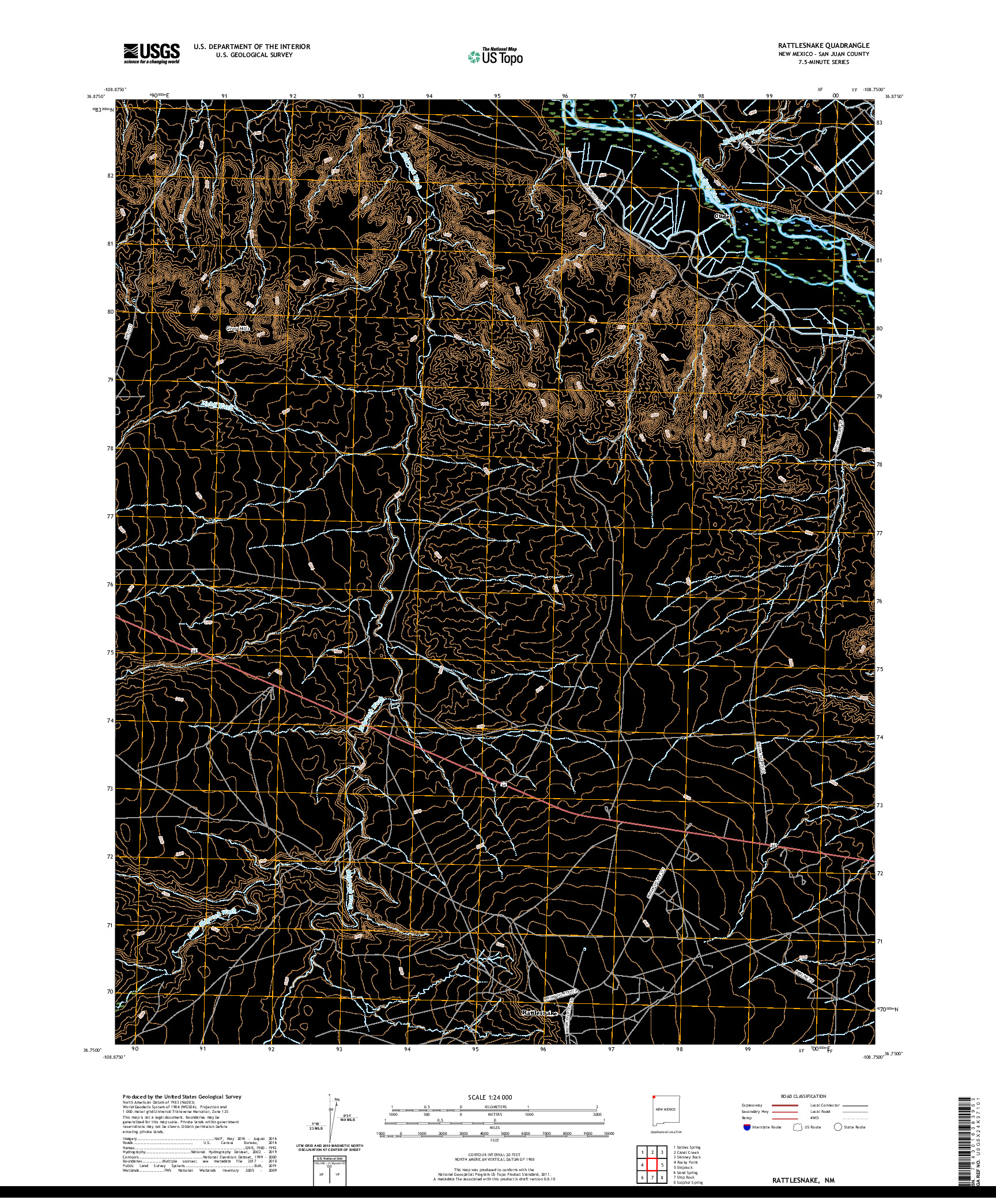 USGS US TOPO 7.5-MINUTE MAP FOR RATTLESNAKE, NM 2020