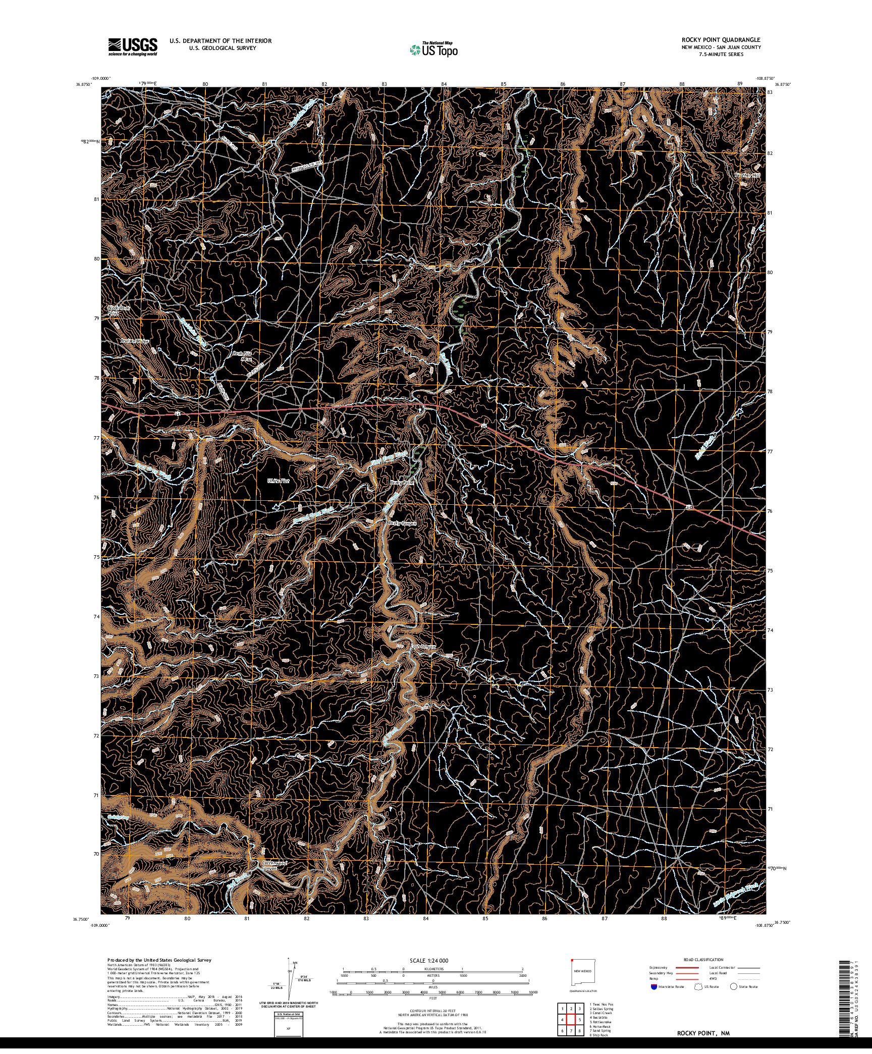 USGS US TOPO 7.5-MINUTE MAP FOR ROCKY POINT, NM 2020