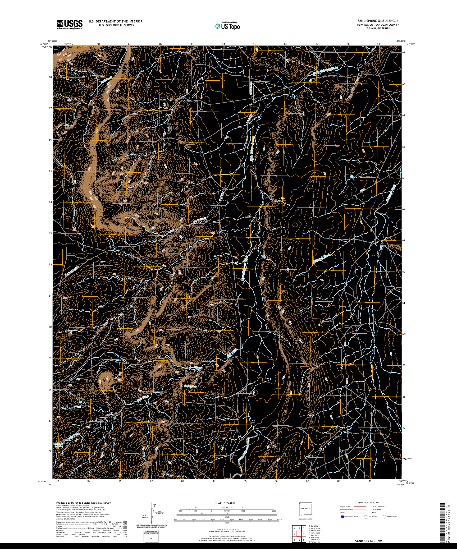 USGS US TOPO 7.5-MINUTE MAP FOR SAND SPRING, NM 2020