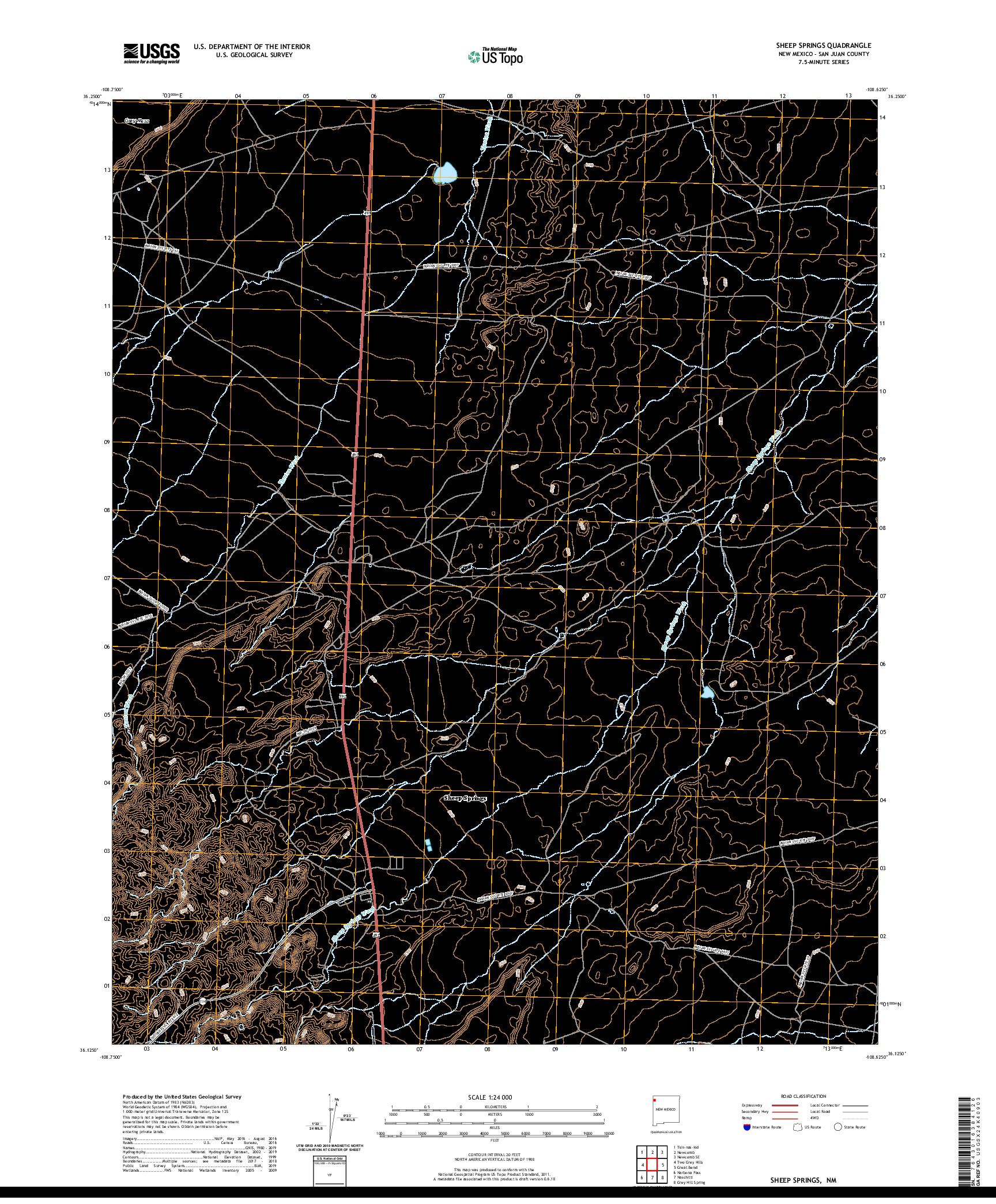 USGS US TOPO 7.5-MINUTE MAP FOR SHEEP SPRINGS, NM 2020