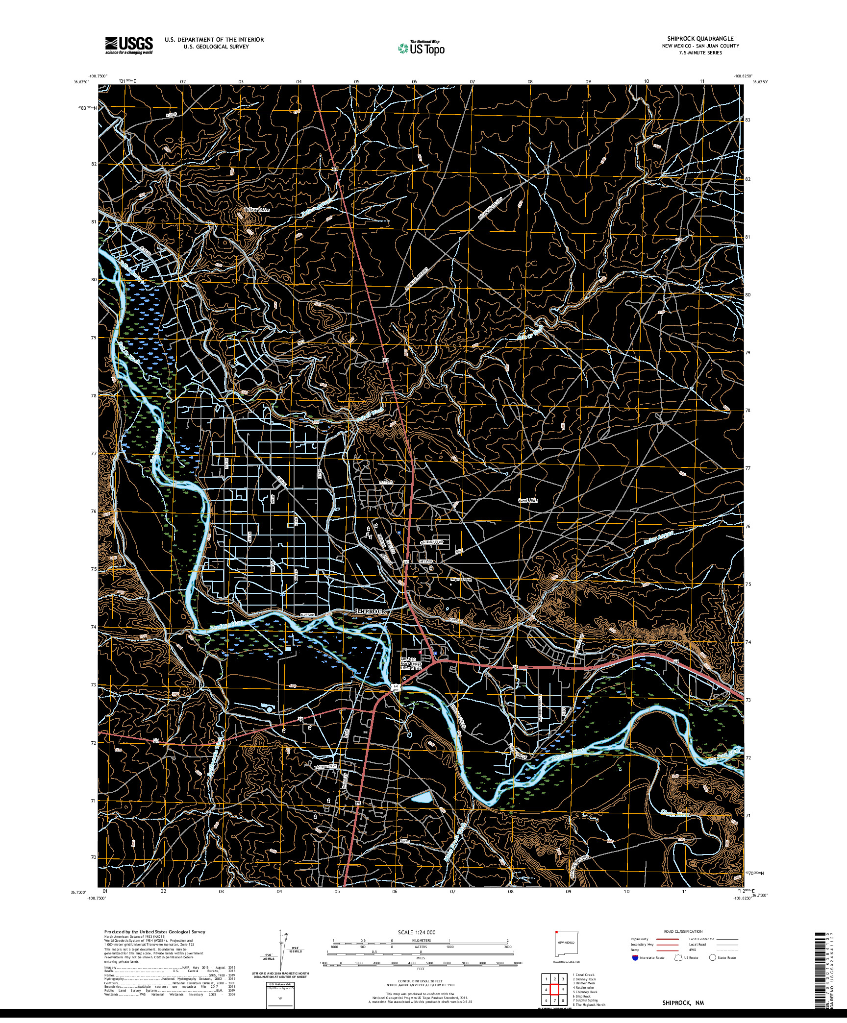 USGS US TOPO 7.5-MINUTE MAP FOR SHIPROCK, NM 2020