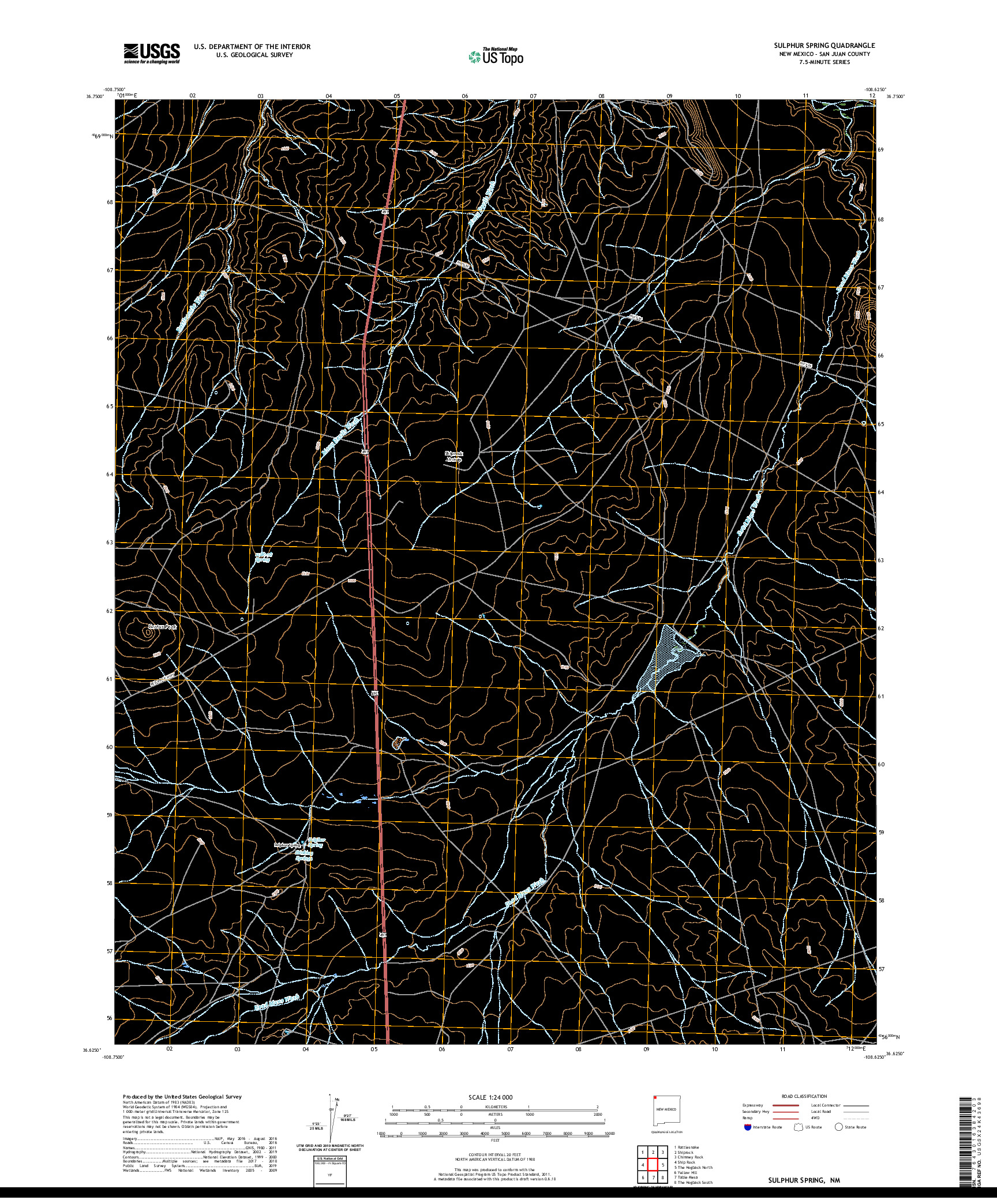 USGS US TOPO 7.5-MINUTE MAP FOR SULPHUR SPRING, NM 2020