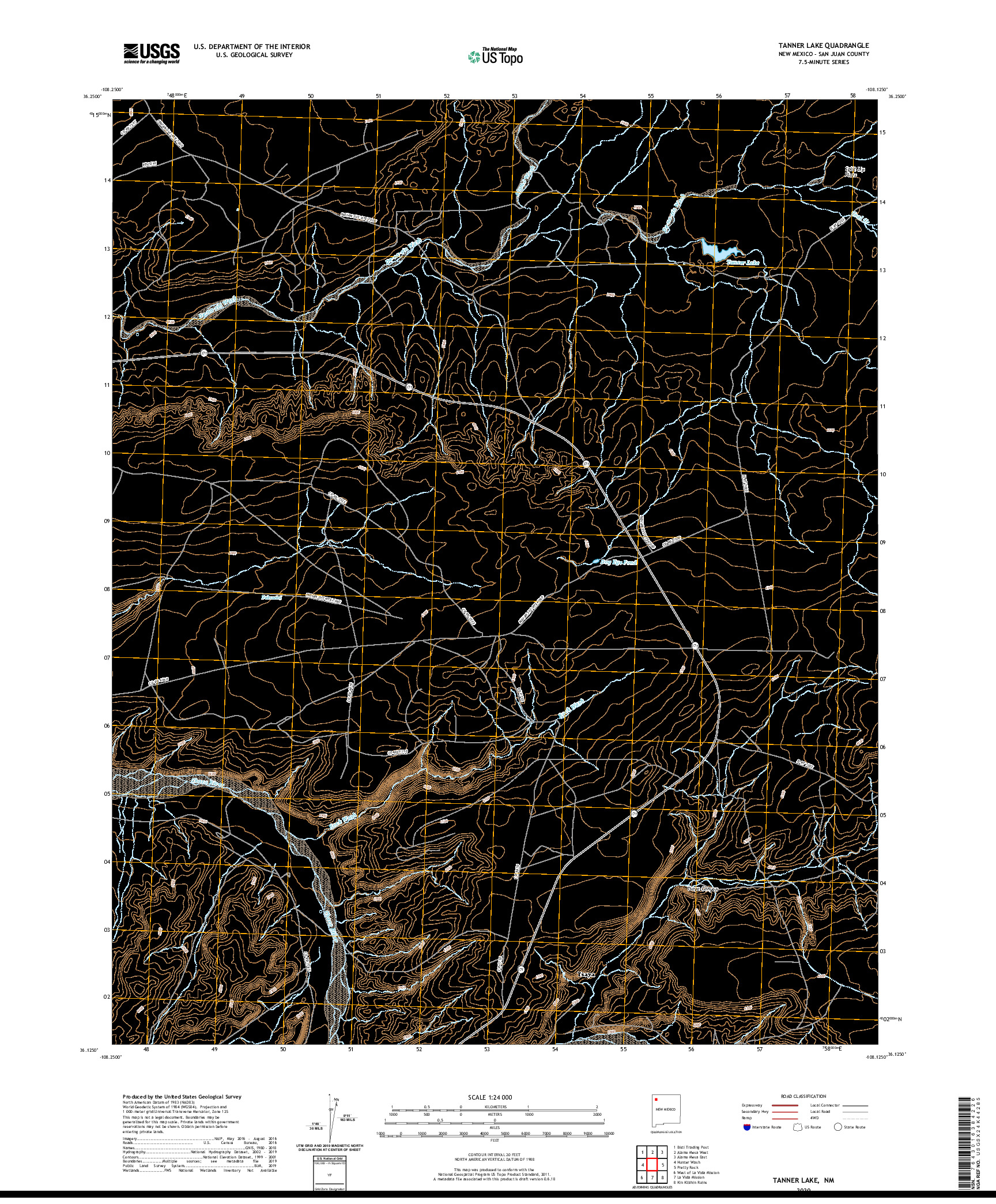 USGS US TOPO 7.5-MINUTE MAP FOR TANNER LAKE, NM 2020